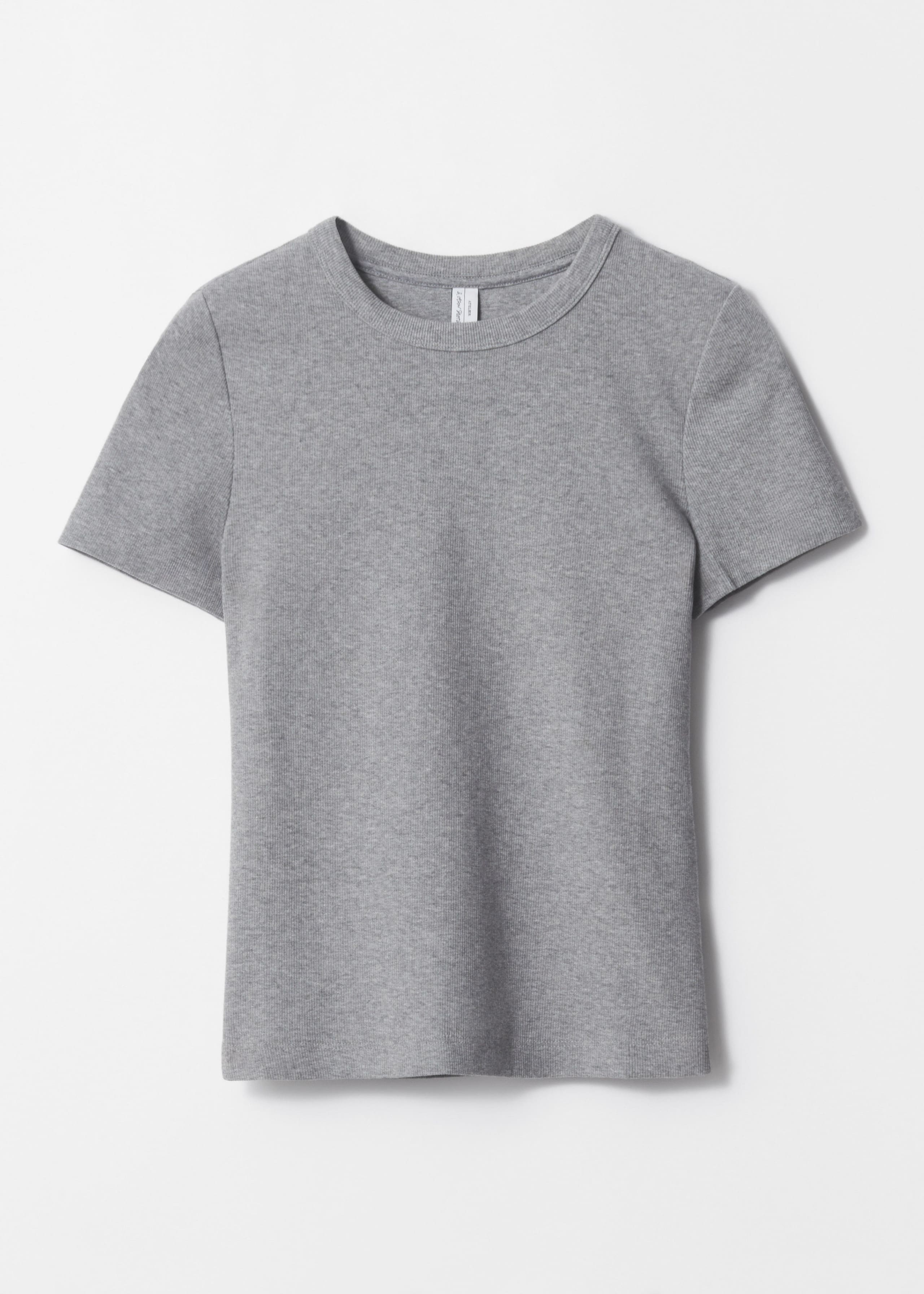Geripptes Crop-T-Shirt - Grey Melange - Stillleben