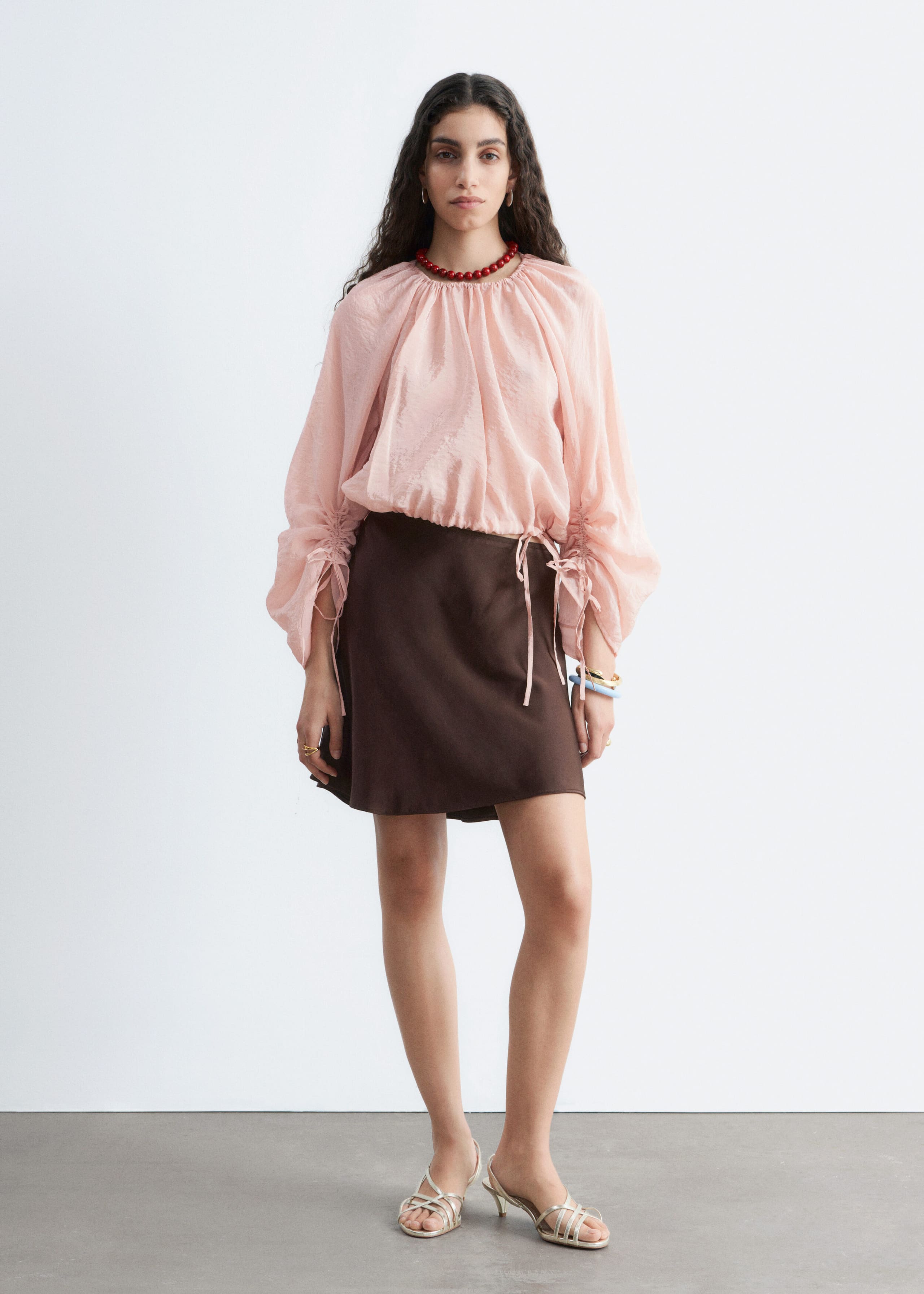 Image of Voluminous Tie-Detail Blouse