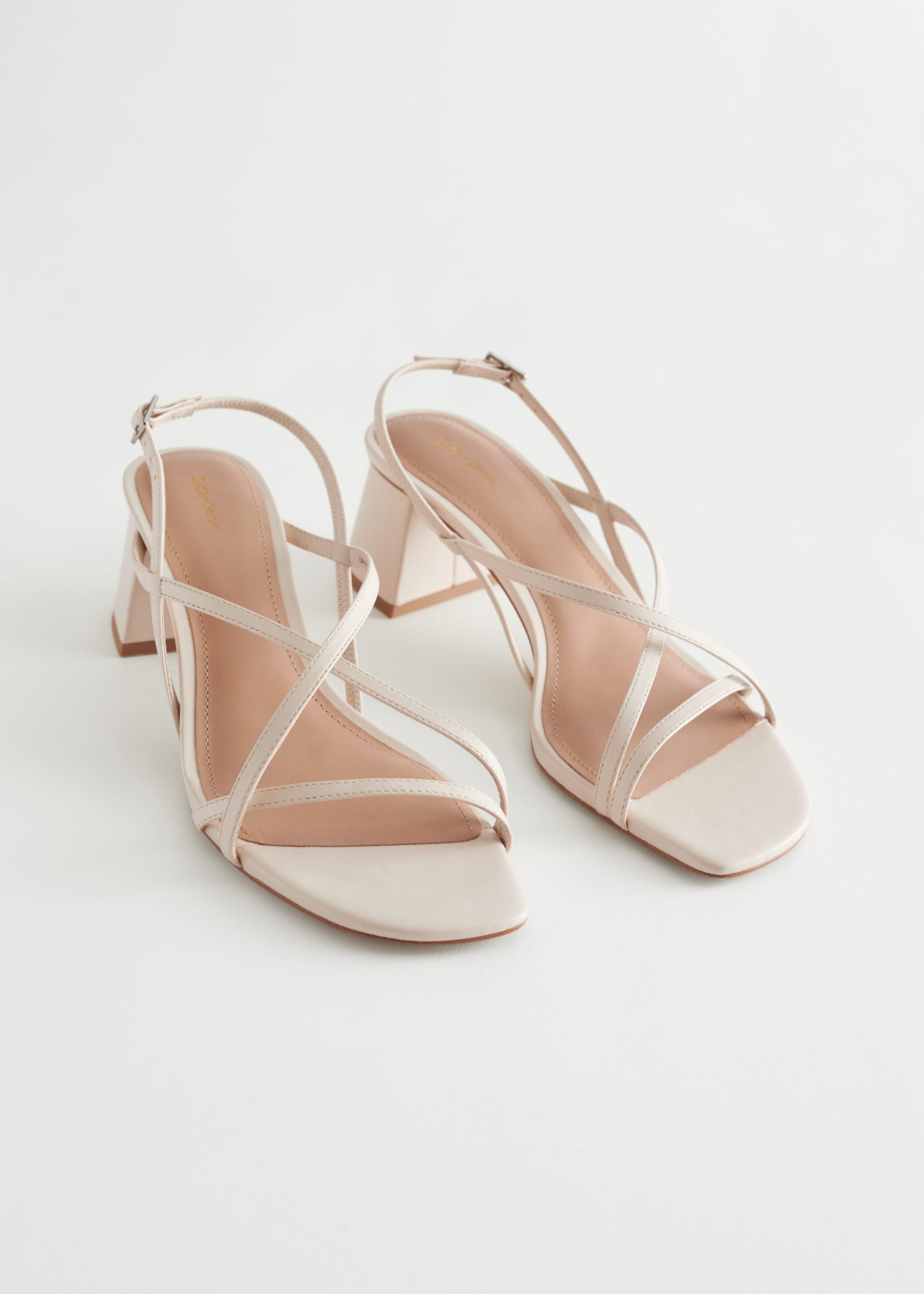 Image of Strappy Block Heel Leather Sandals