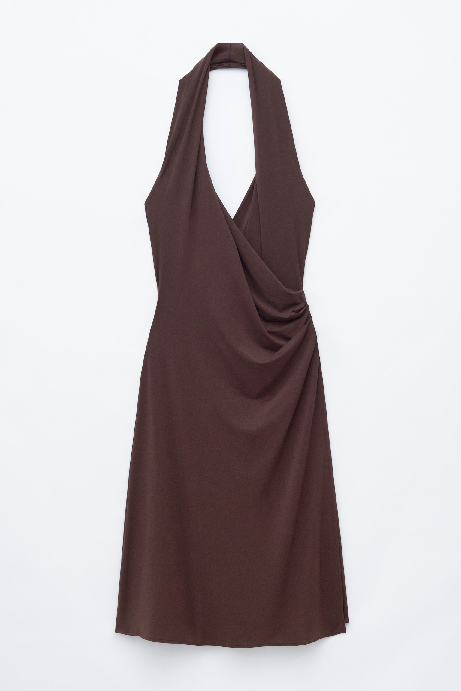 Robe midi en jersey à dos nu - Marron foncé - 1