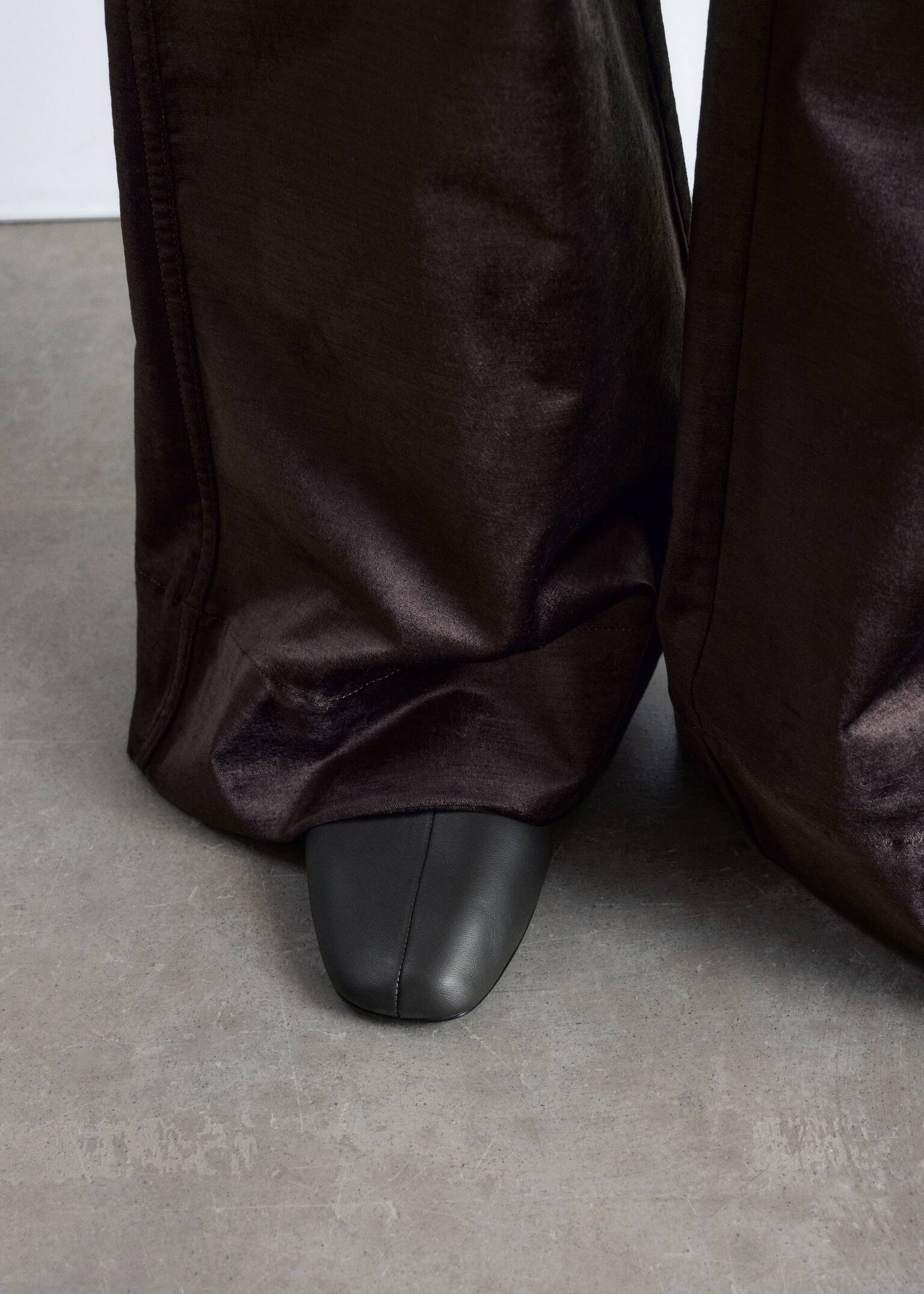 Kožené baleríny - Tmavohnedá/Čierna - 4