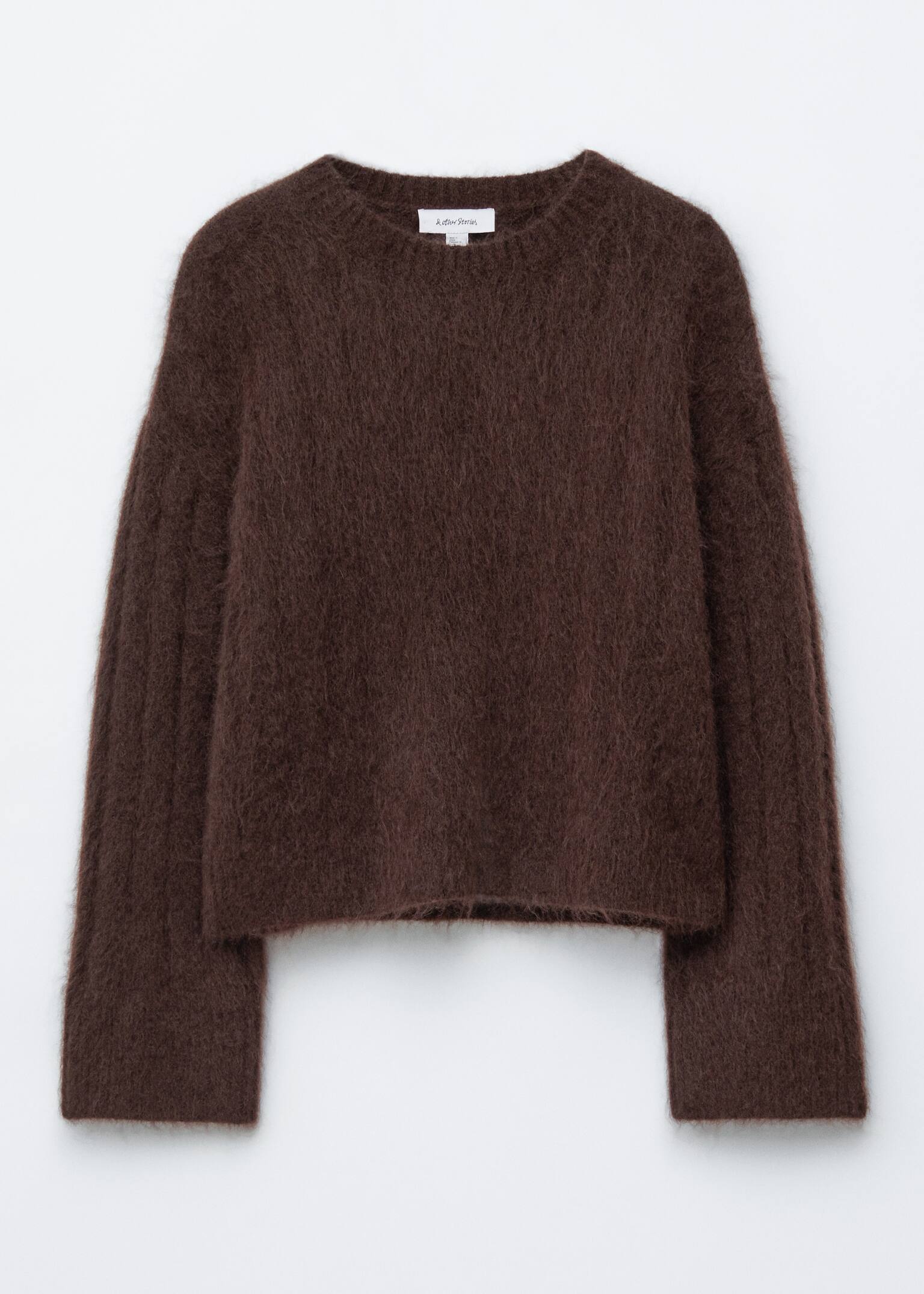 Mohair-Blend Rib-Knit Jumper - חום כהה - 2