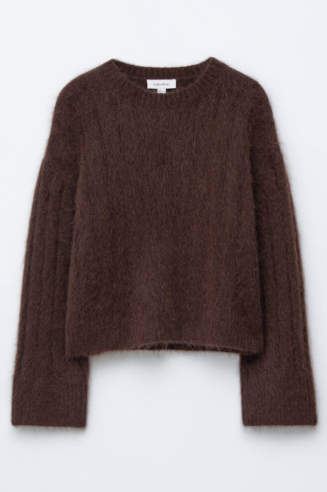 Jersey de punto de canalé en mezcla de mohair - Marrón oscuro - 1