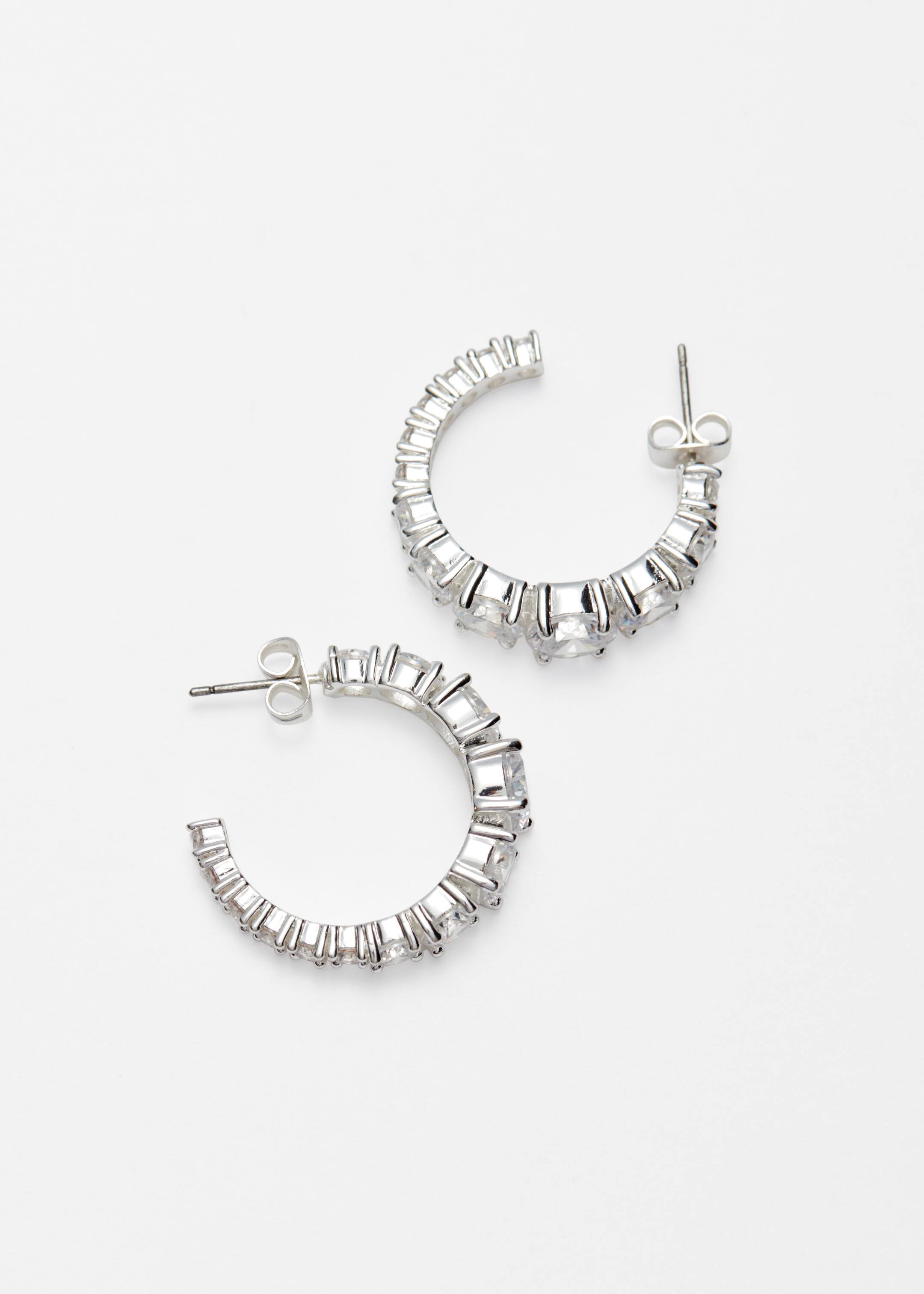 Ingrandisci l'immagine: Crystal Hoop Earrings - Silver - DONNA | H&M CH 2