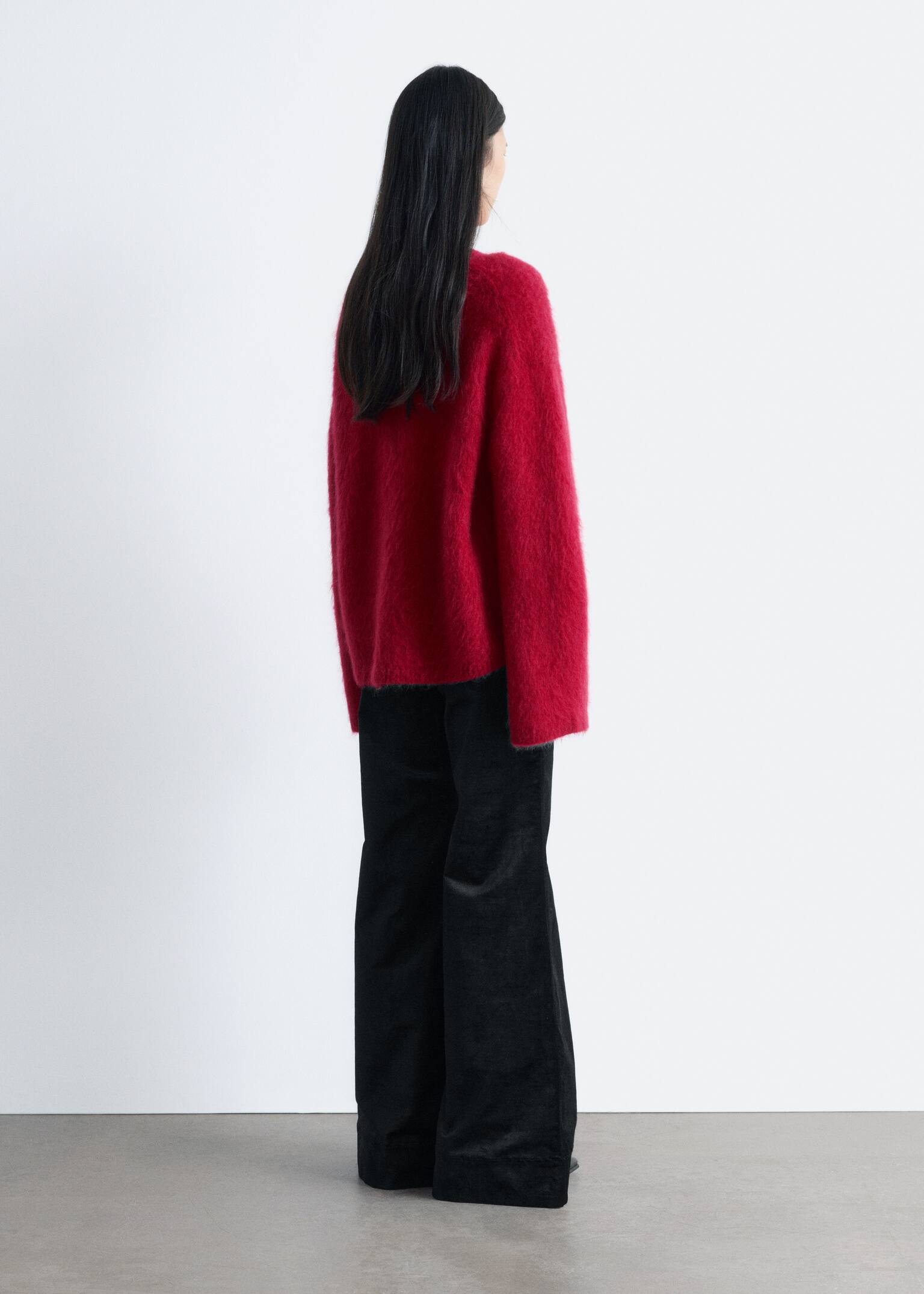 Πουλόβερ από μείγμα μοχέρ με βουρτσισμένη υφή - Βαθύ Κόκκινο/Σκούρο Μπεζ/Σκούρο Μωβ - 5