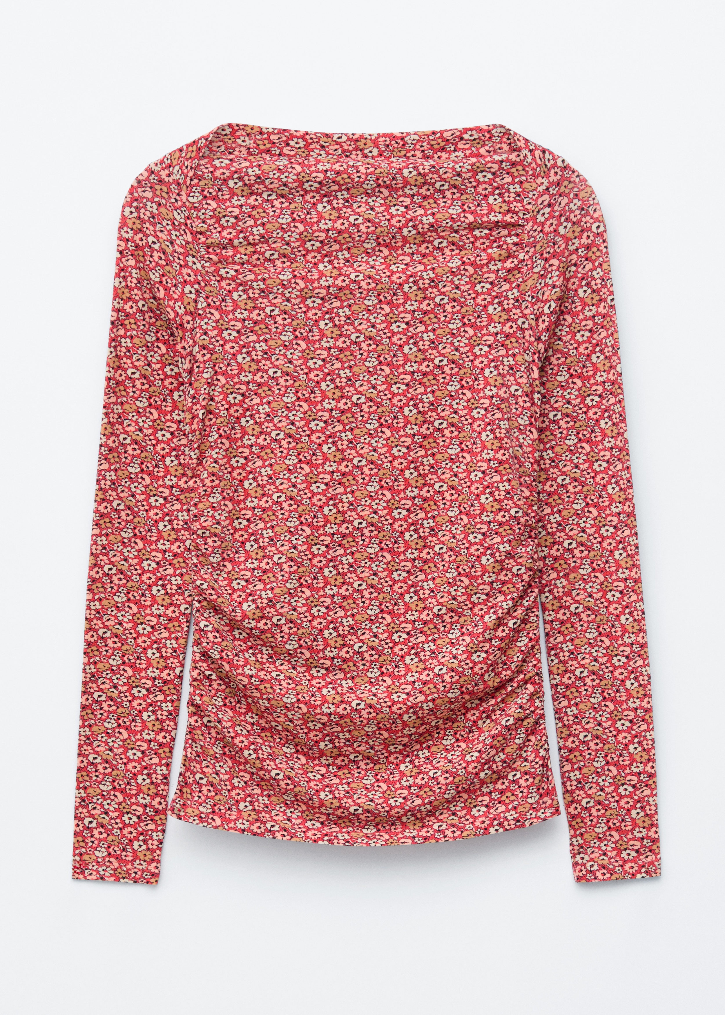 Rynkad blommig topp – Röd/blommönster – Long sleeve tops – & Other ...