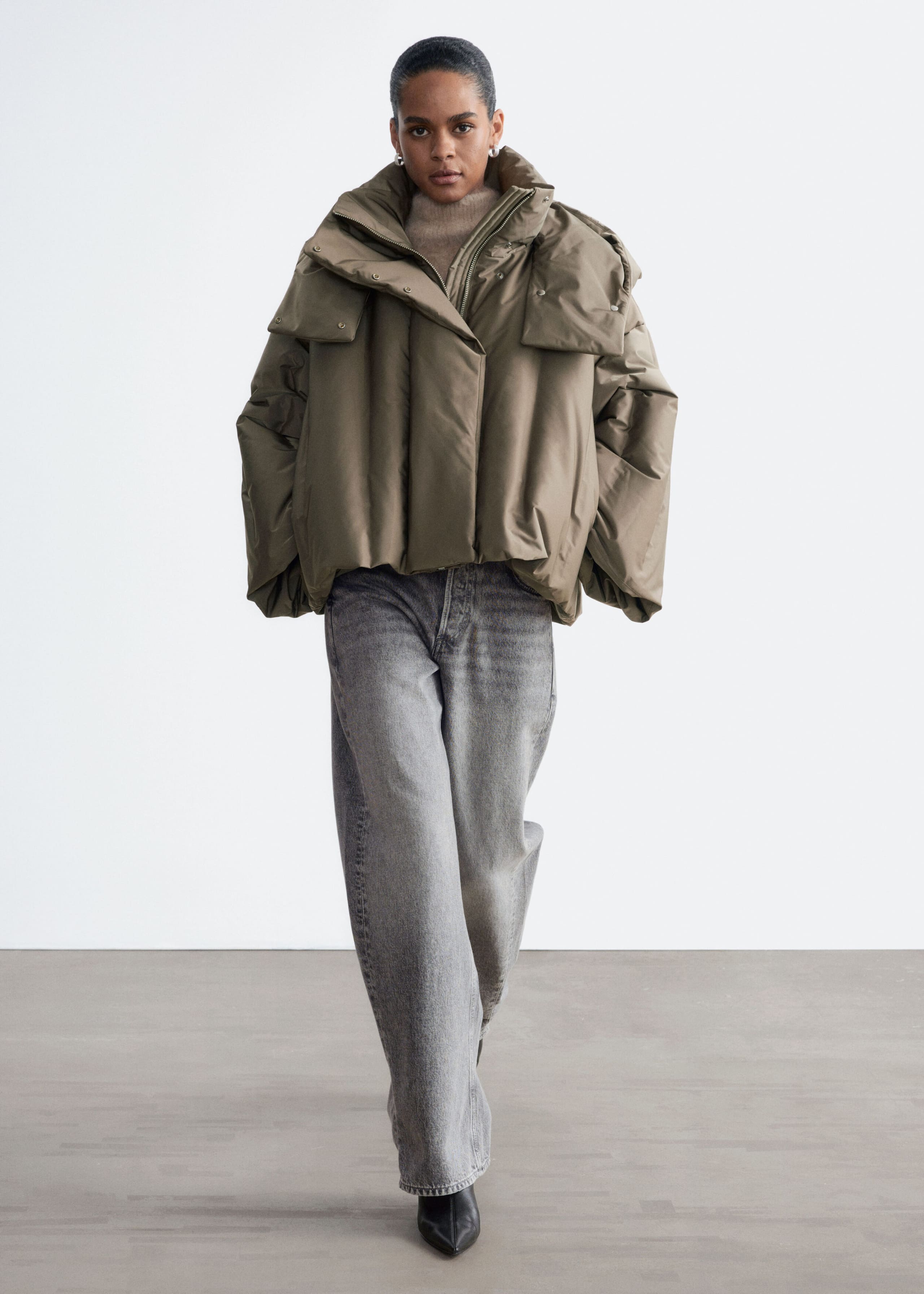 Short Padded Jacket Dark Mole