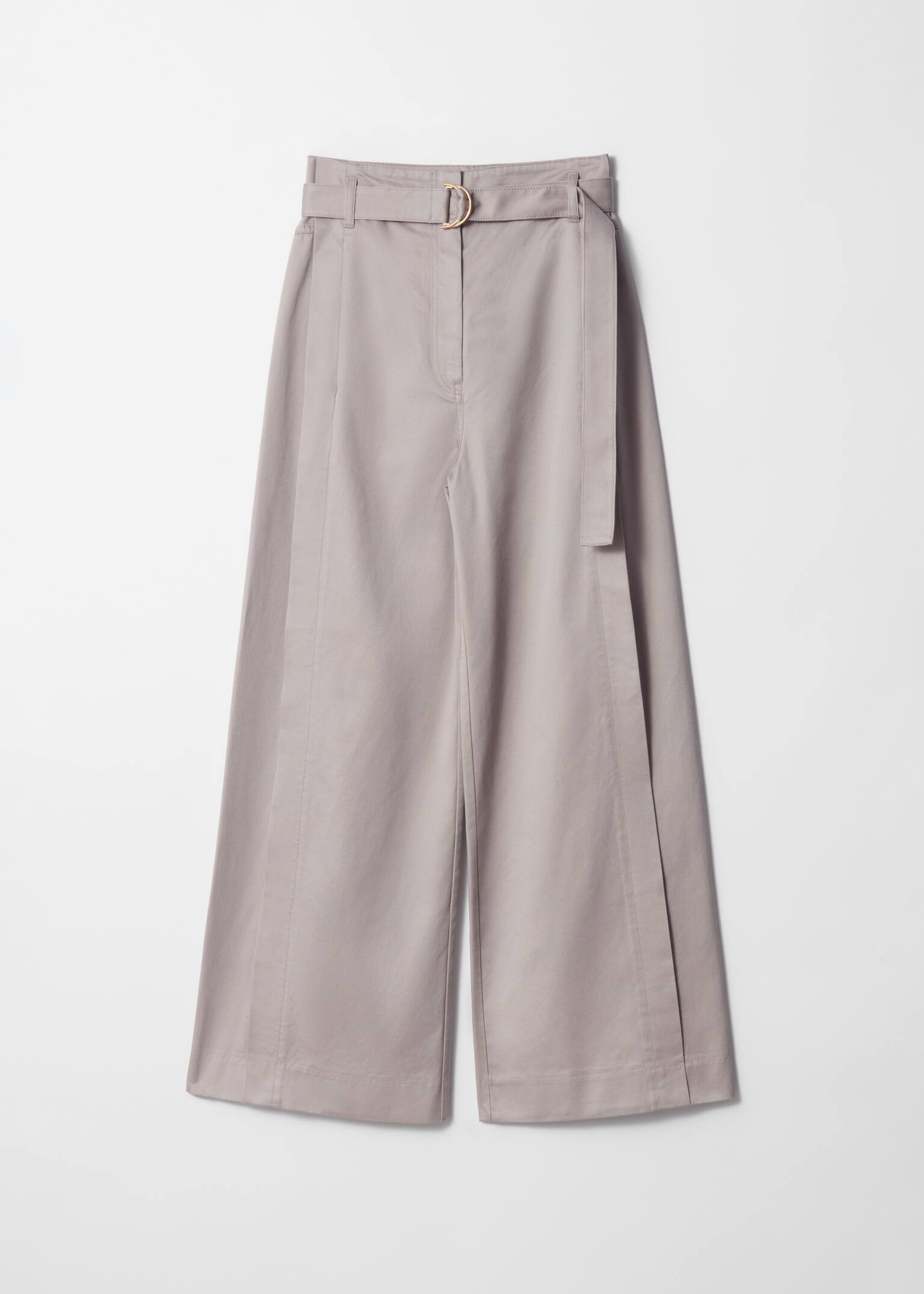 Pantalones de perneras anchas con cinturón - Beige/Verde