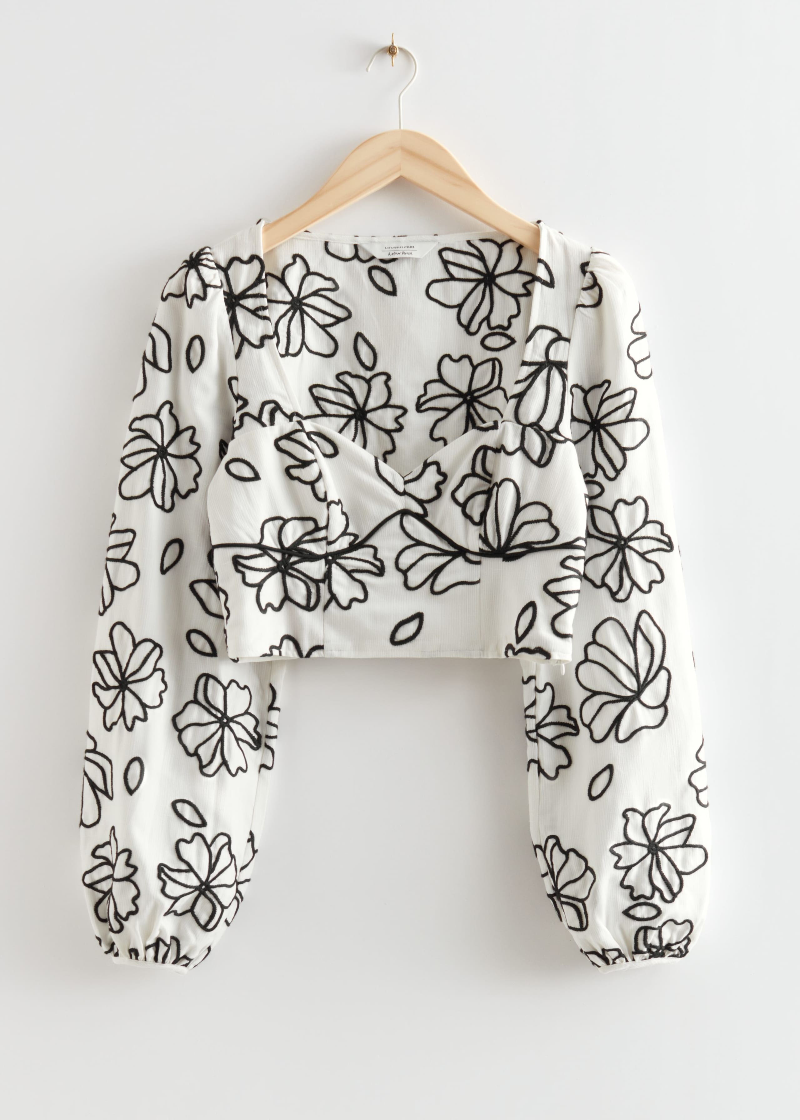 CroppedFloralEmbroideryTop - White - Natura morta