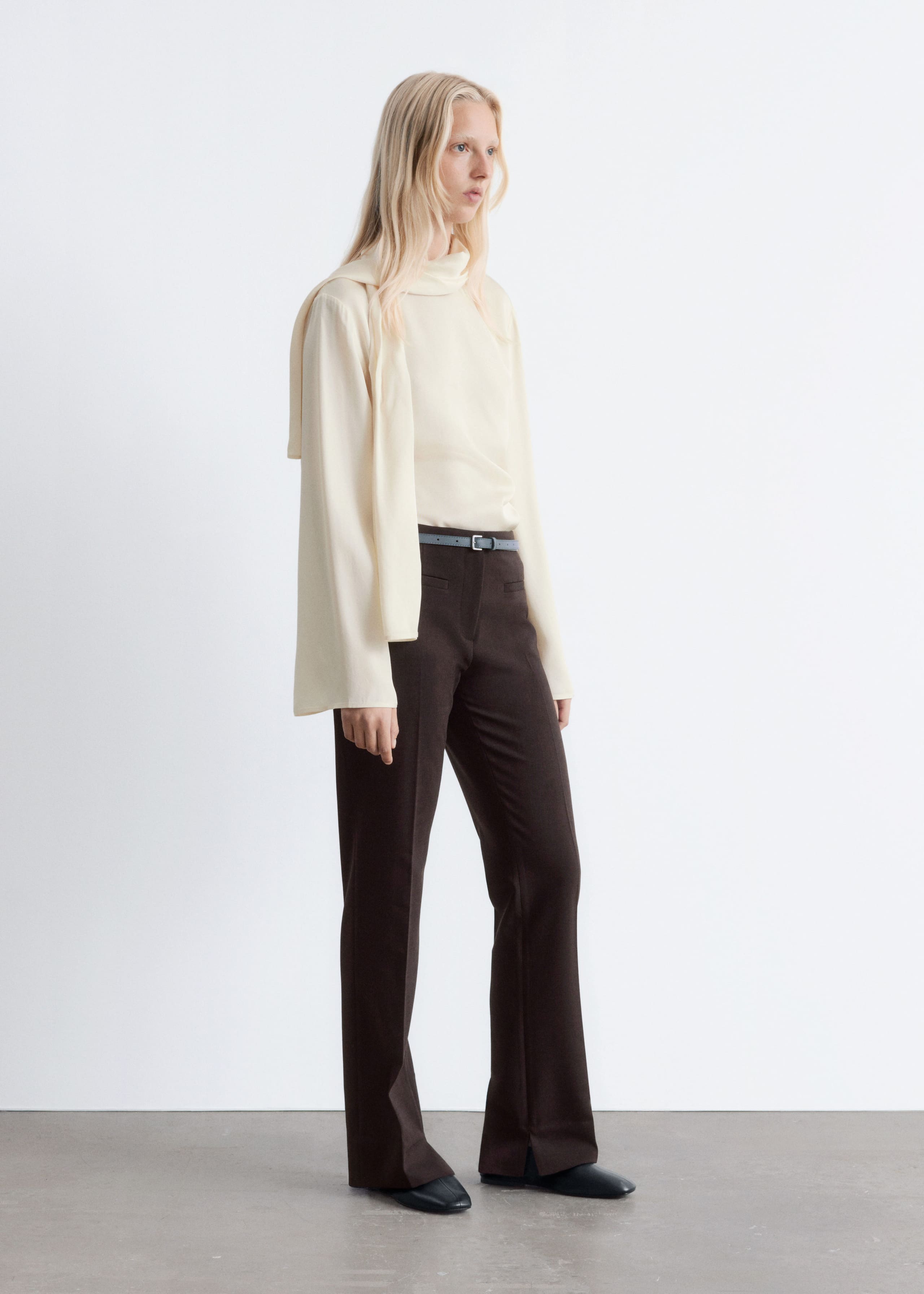 Pantalon habillé à plis marqués - Marron Clair - Lookbook