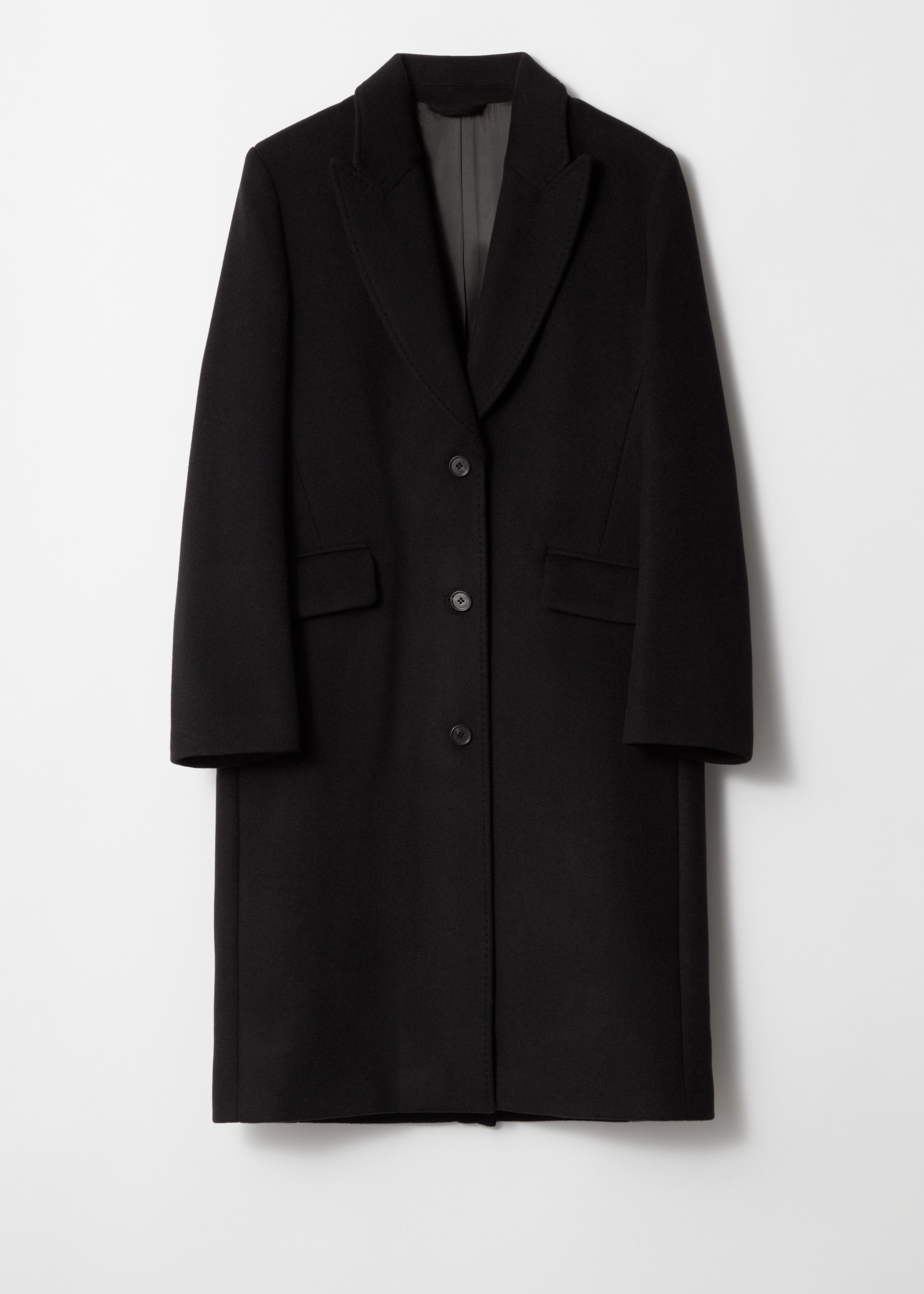 Tailored Single-Breasted Coat - Black