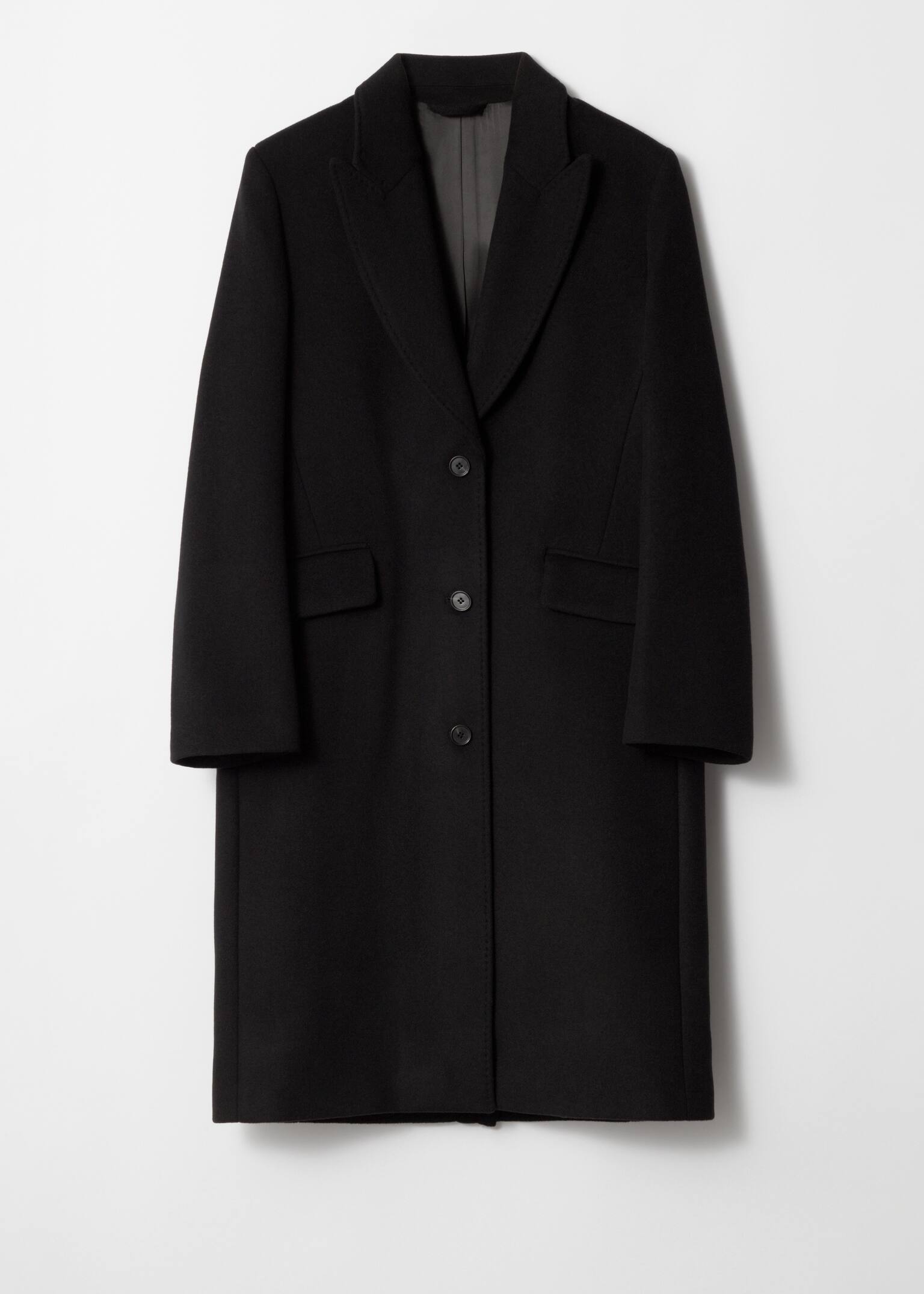 Tailored Single-Breasted Coat - Black/Camel