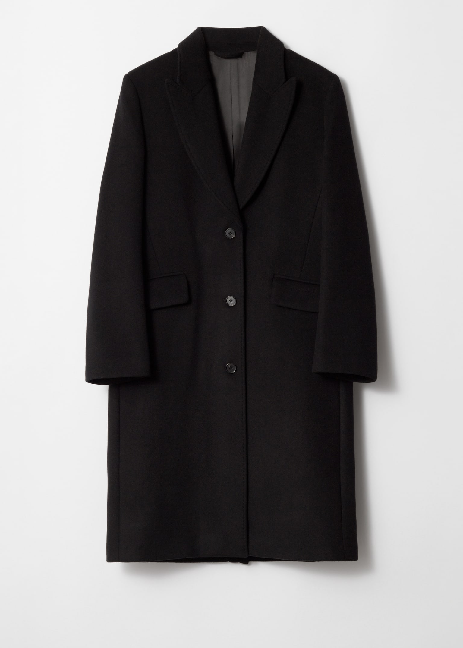 Tailored Single-Breasted Coat - Black/Camel