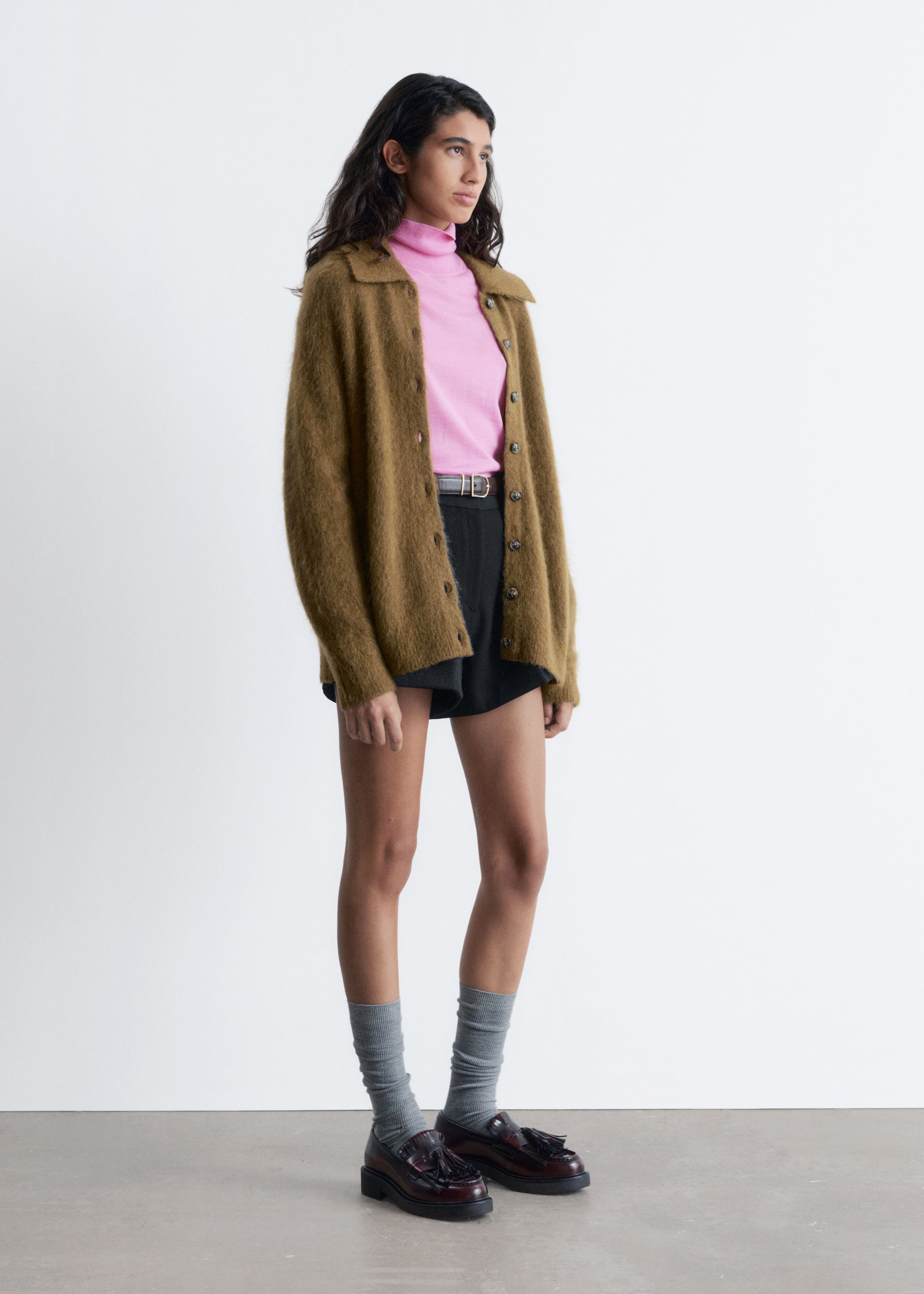 Image of Oversized-Strickjacke mit gebürsteter Textur