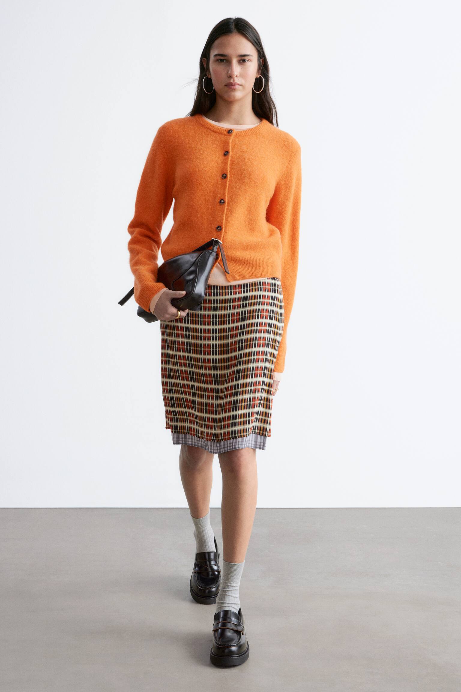 Kofta i alpackablandning - Orange/Mörkbrun/Gul - 3