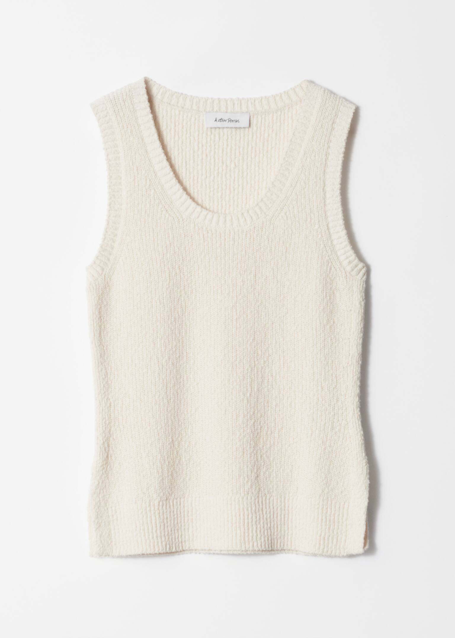 Kötött tank top - Fehér/Bézs - 2