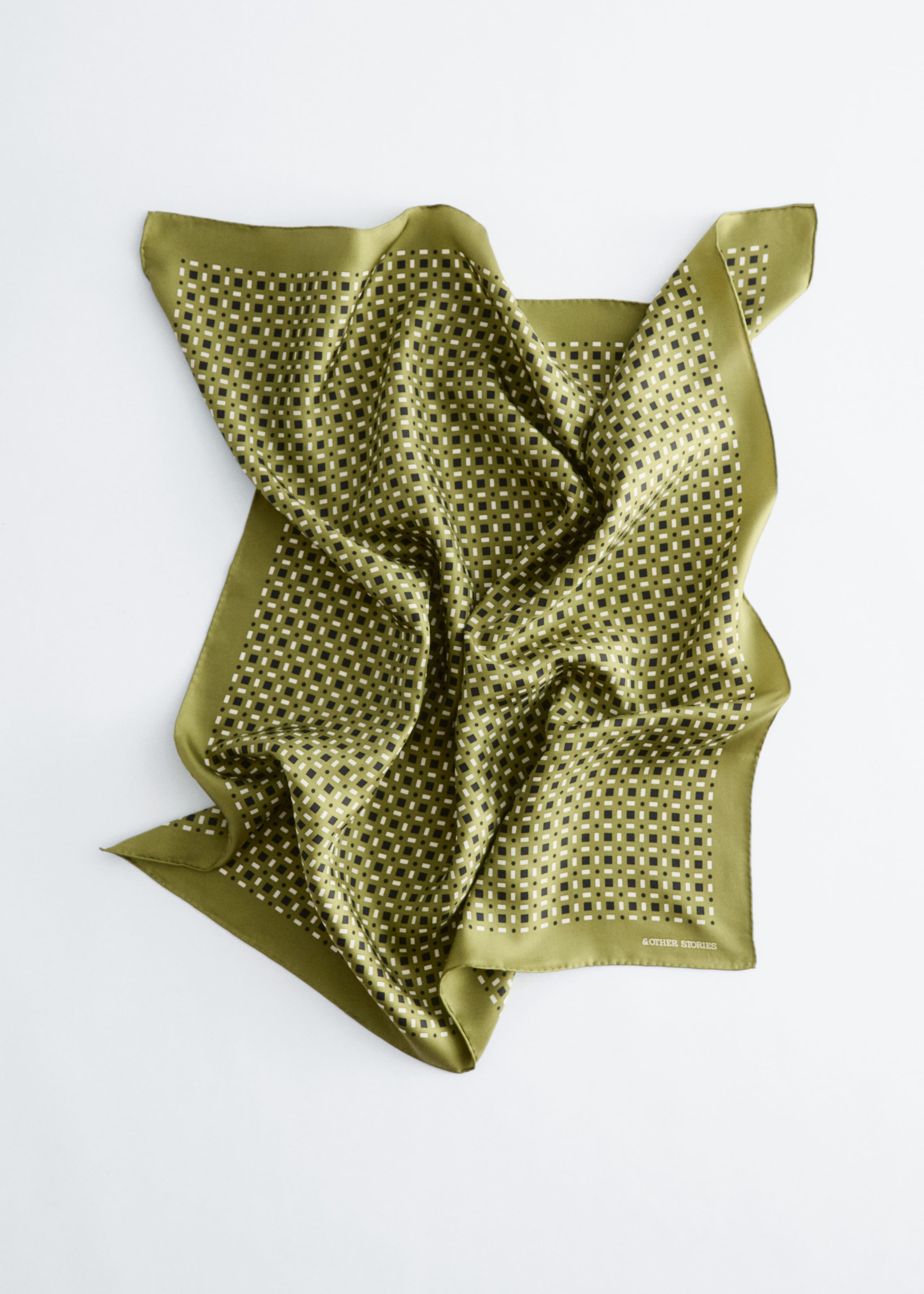 Image of Geometric Print Silk Scarf