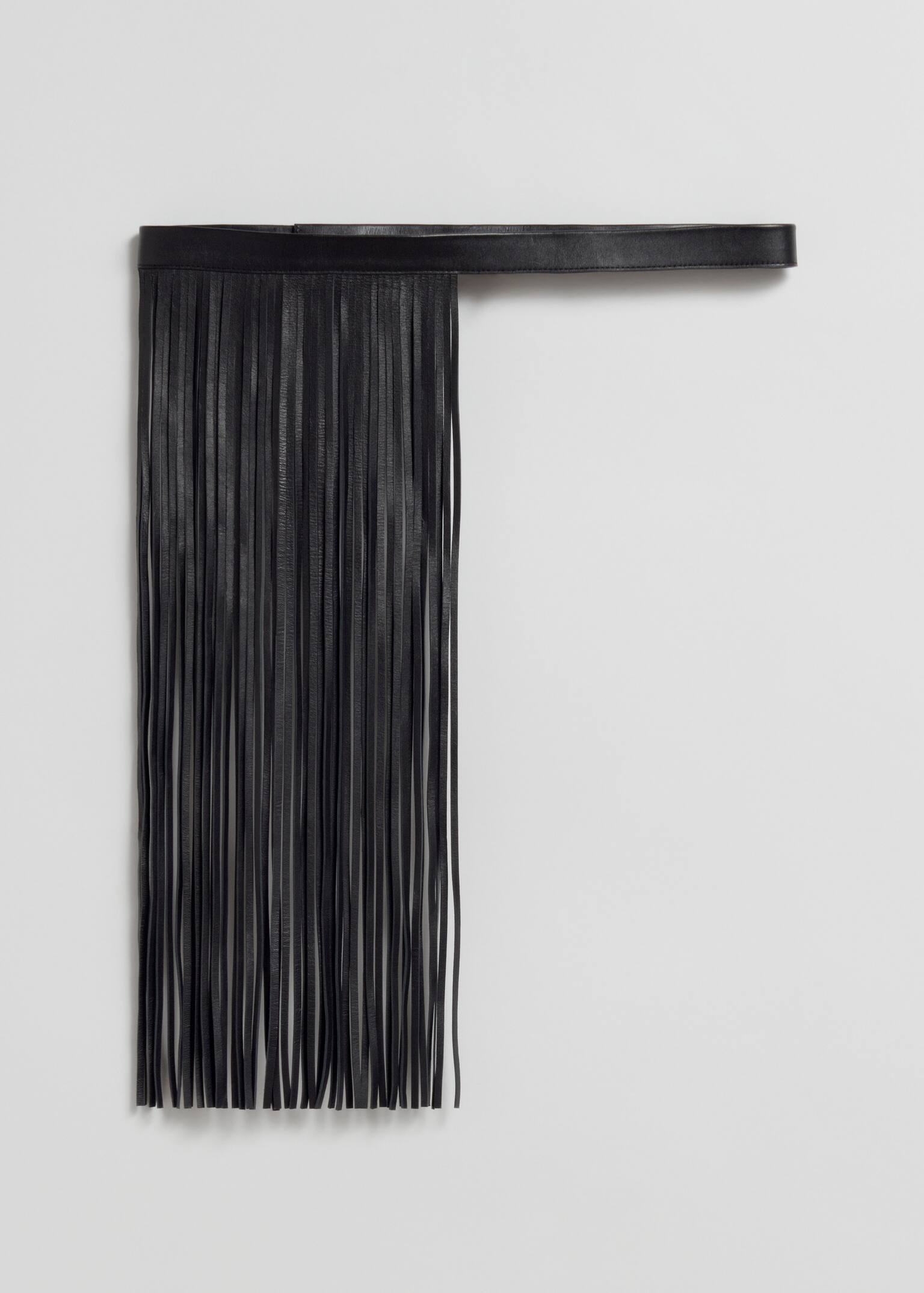 Ledergürtel mit Fransen - Schwarz