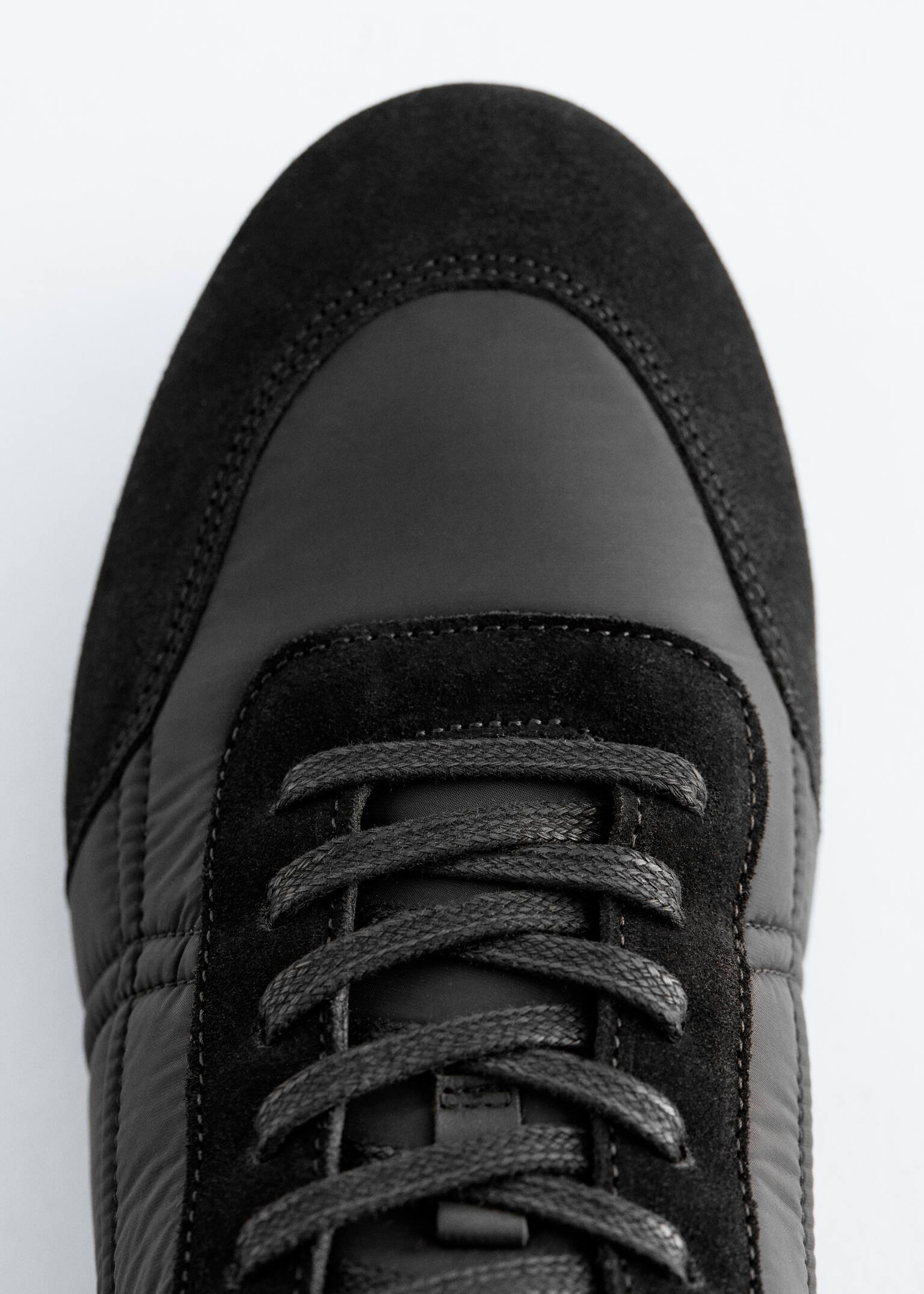 Adidași cu detalii din piele întoarsă - Negru/Maro/Alb/Bej - 3