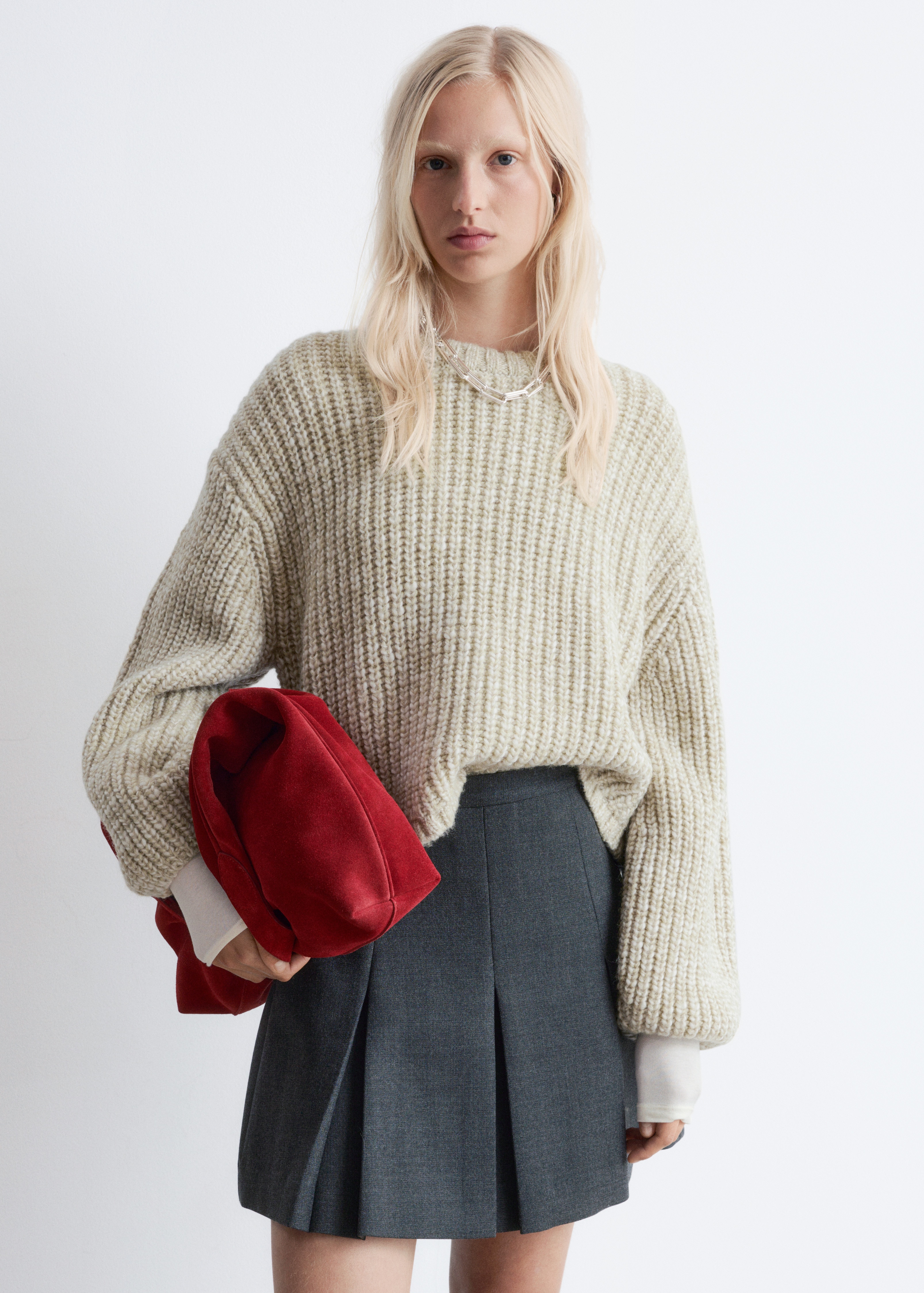 Melírozott kötött pulóver - Világoszöld