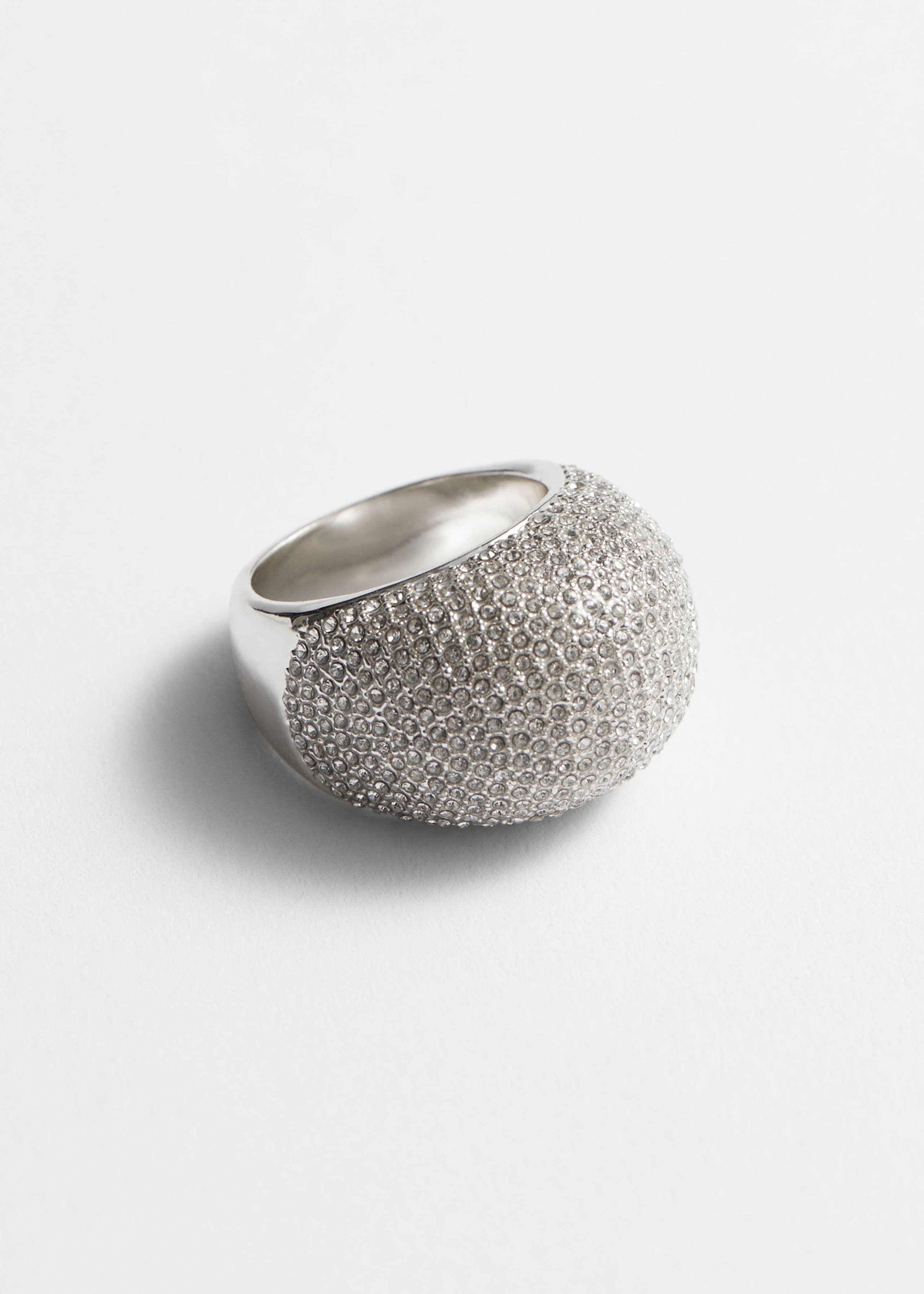 Bague bombée à strass