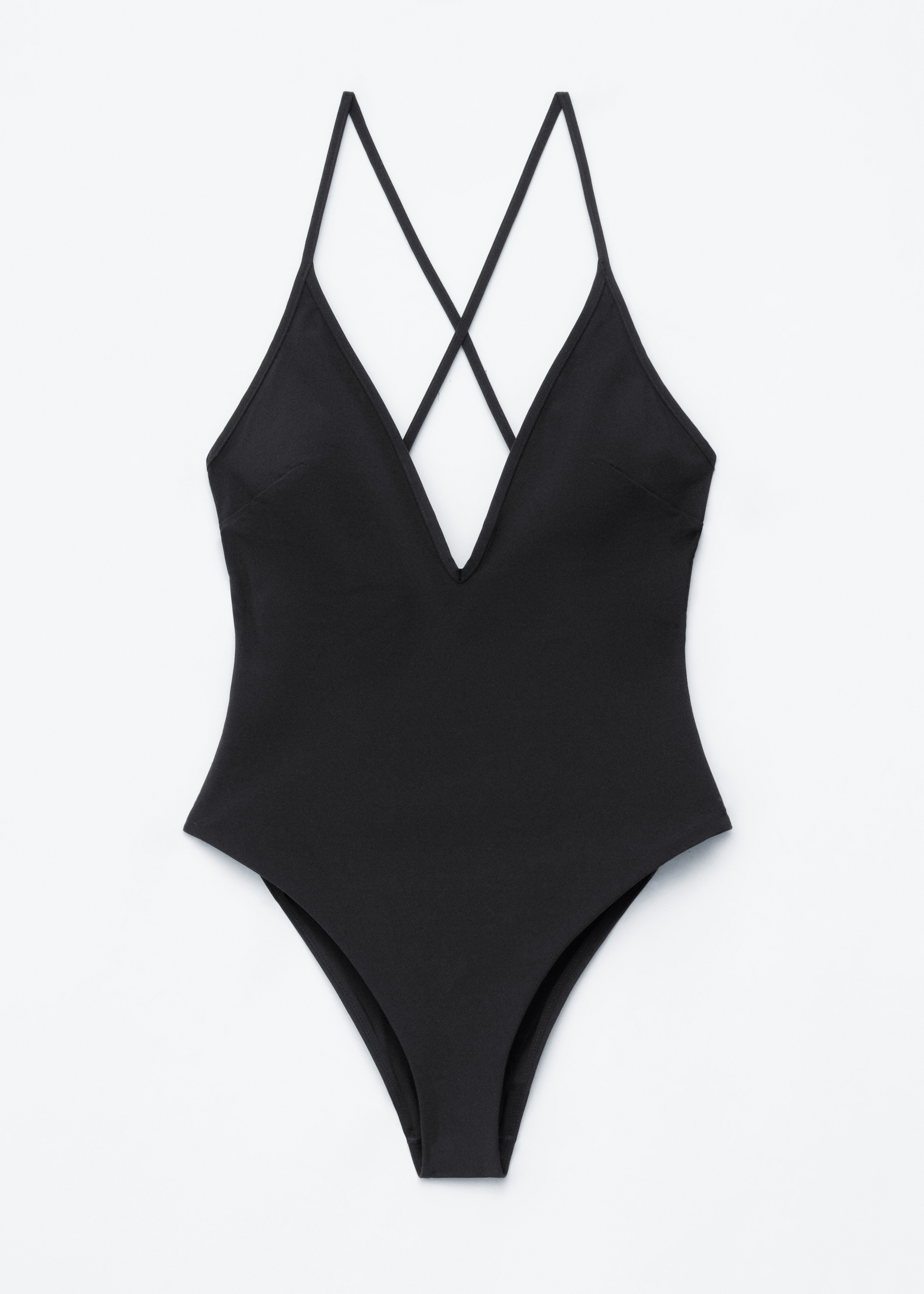 Costume da bagno con incrocio sul retro - Nero