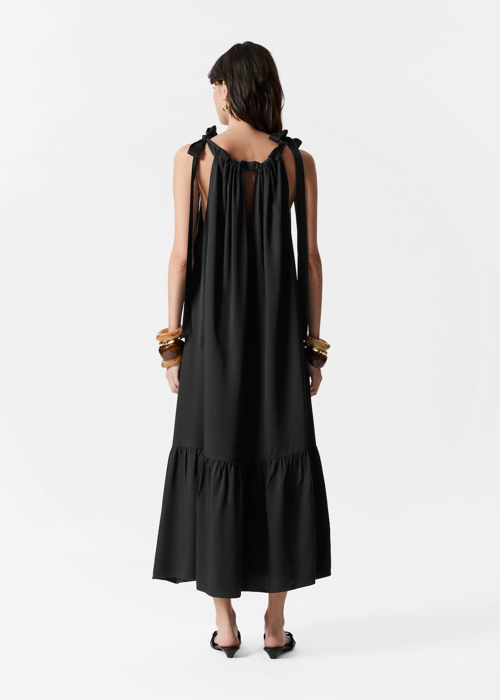Image of Gathered Sleeveless Midi Dress