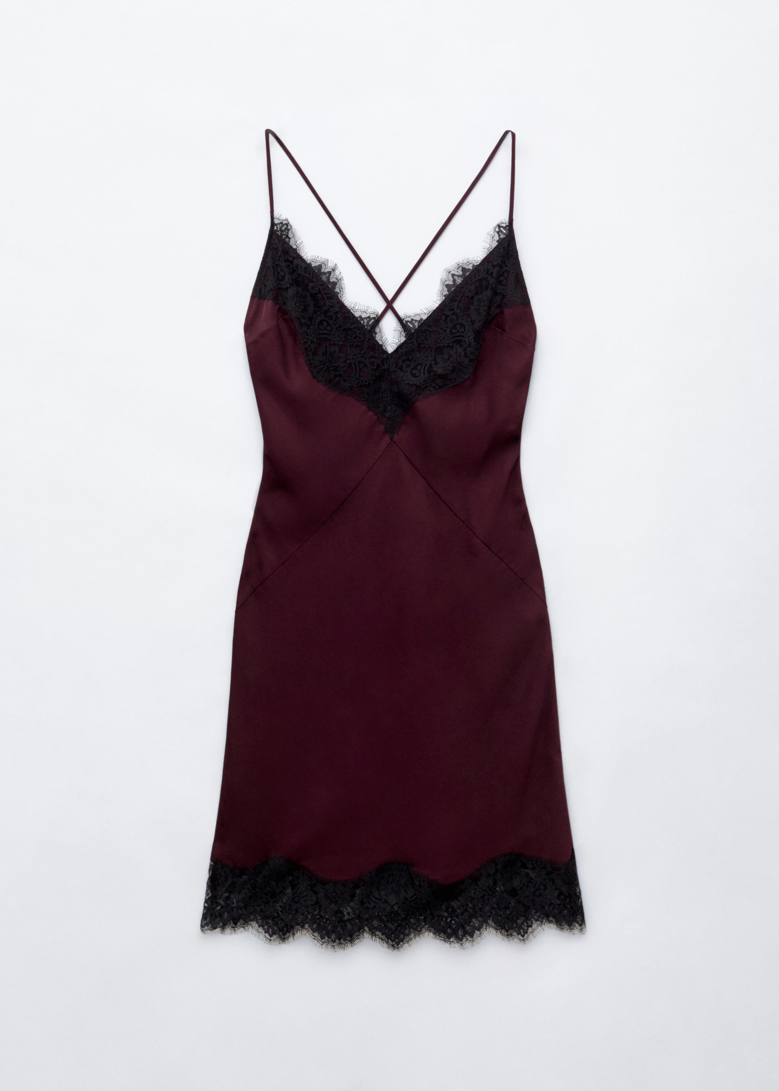 Lace Trim Slip Dress - Dark Red - Lookbook