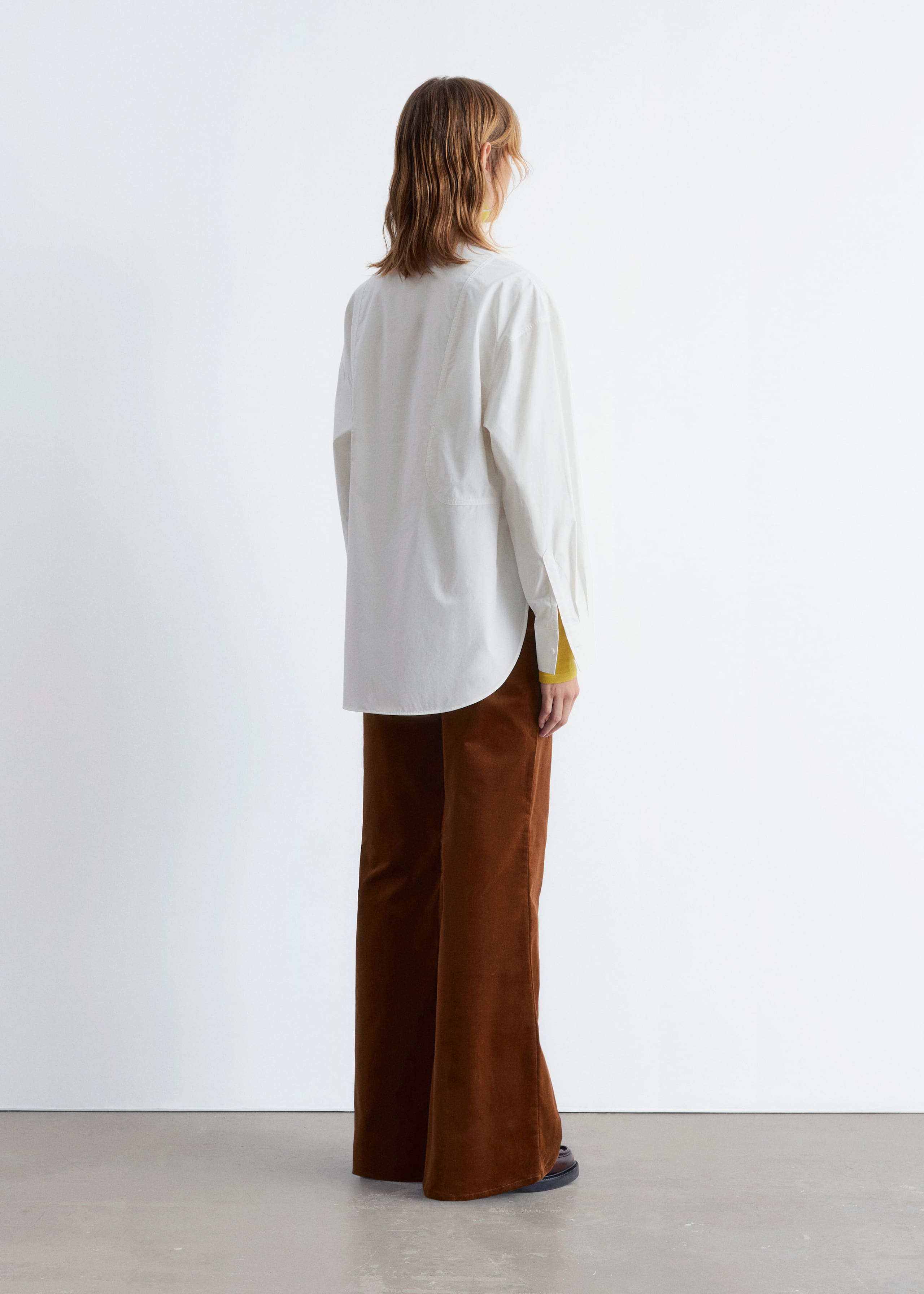 Image of Long Stand-Collar Cotton Shirt