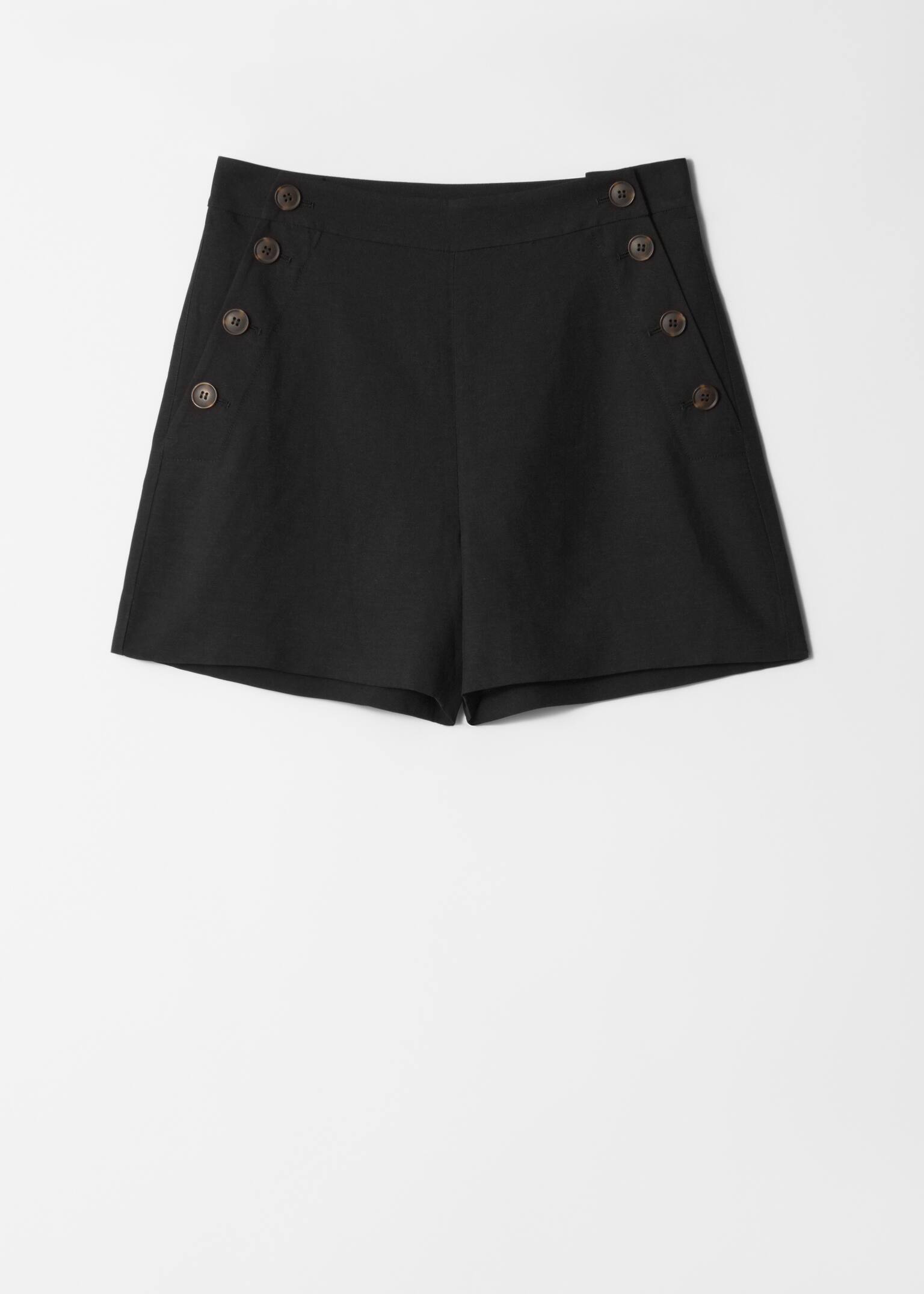 Buttoned Sailor Shorts - Black/Beige - 2