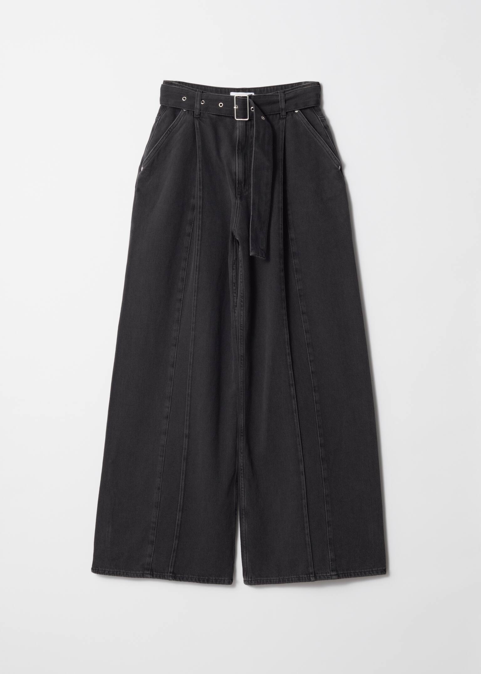 Dżinsy z plisą w pasie - Czarny - 1