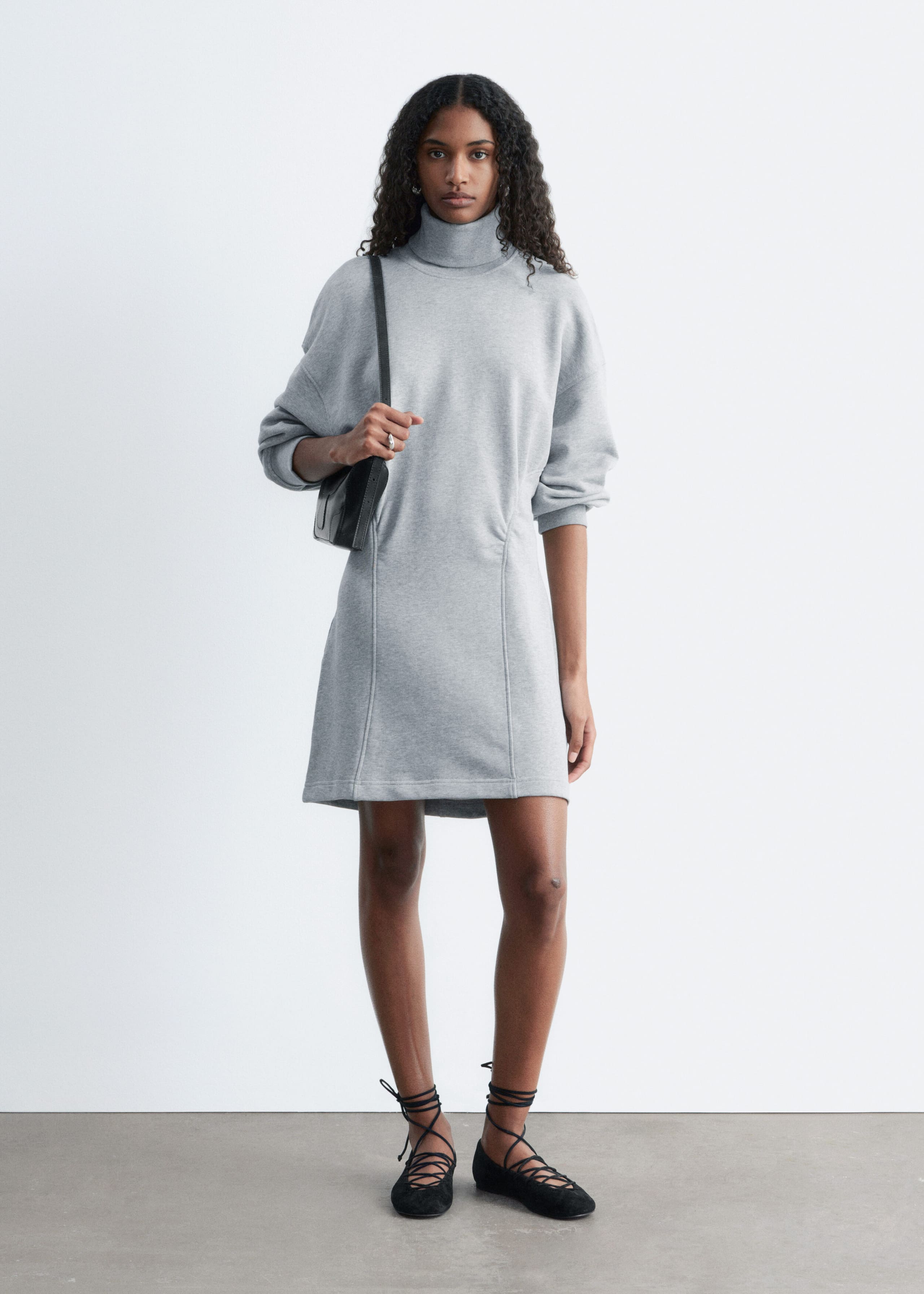 Image of Turtleneck Jersey Mini Dress