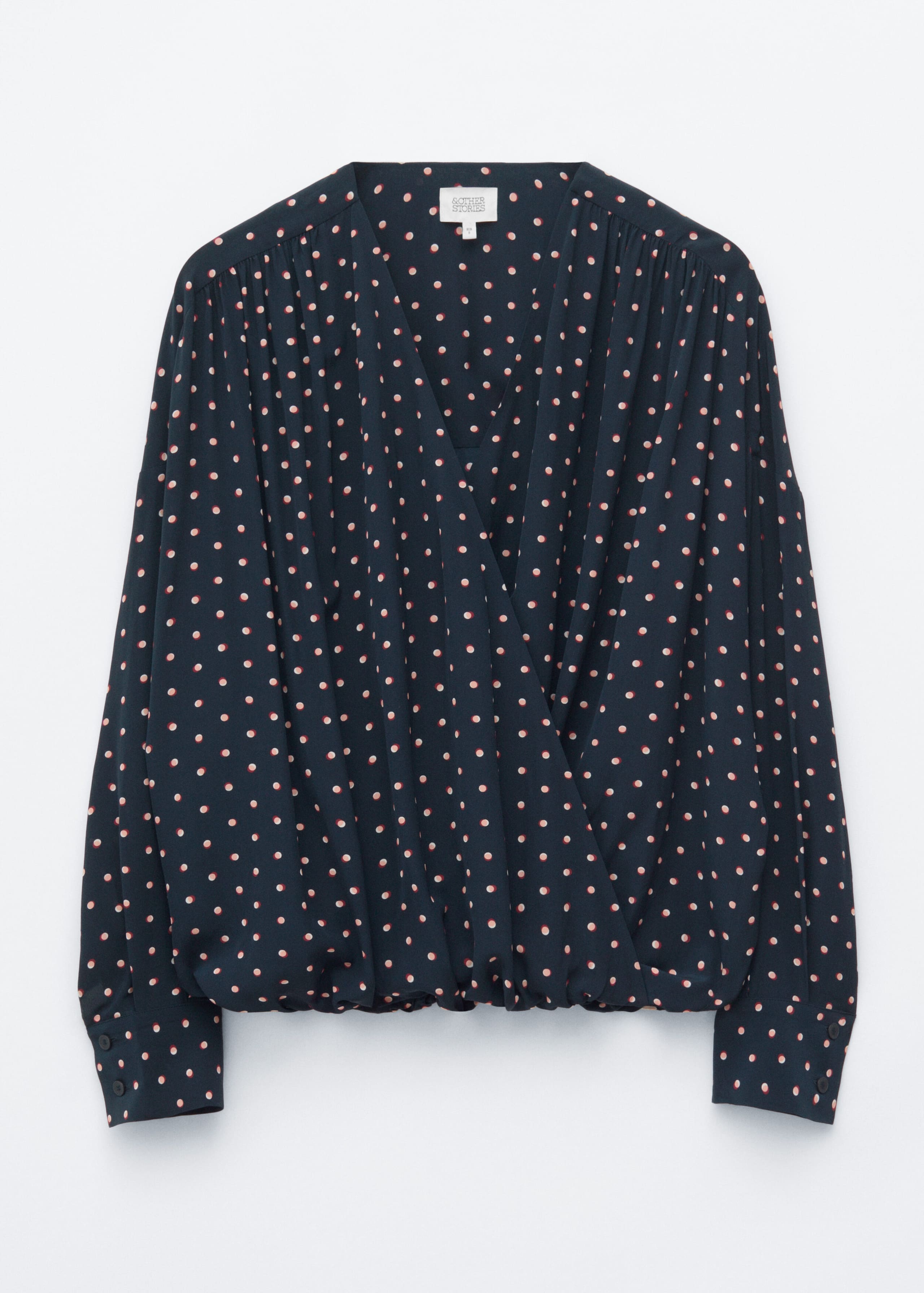 Blouse croisée devant - Bleu foncé/À pois - Still Life