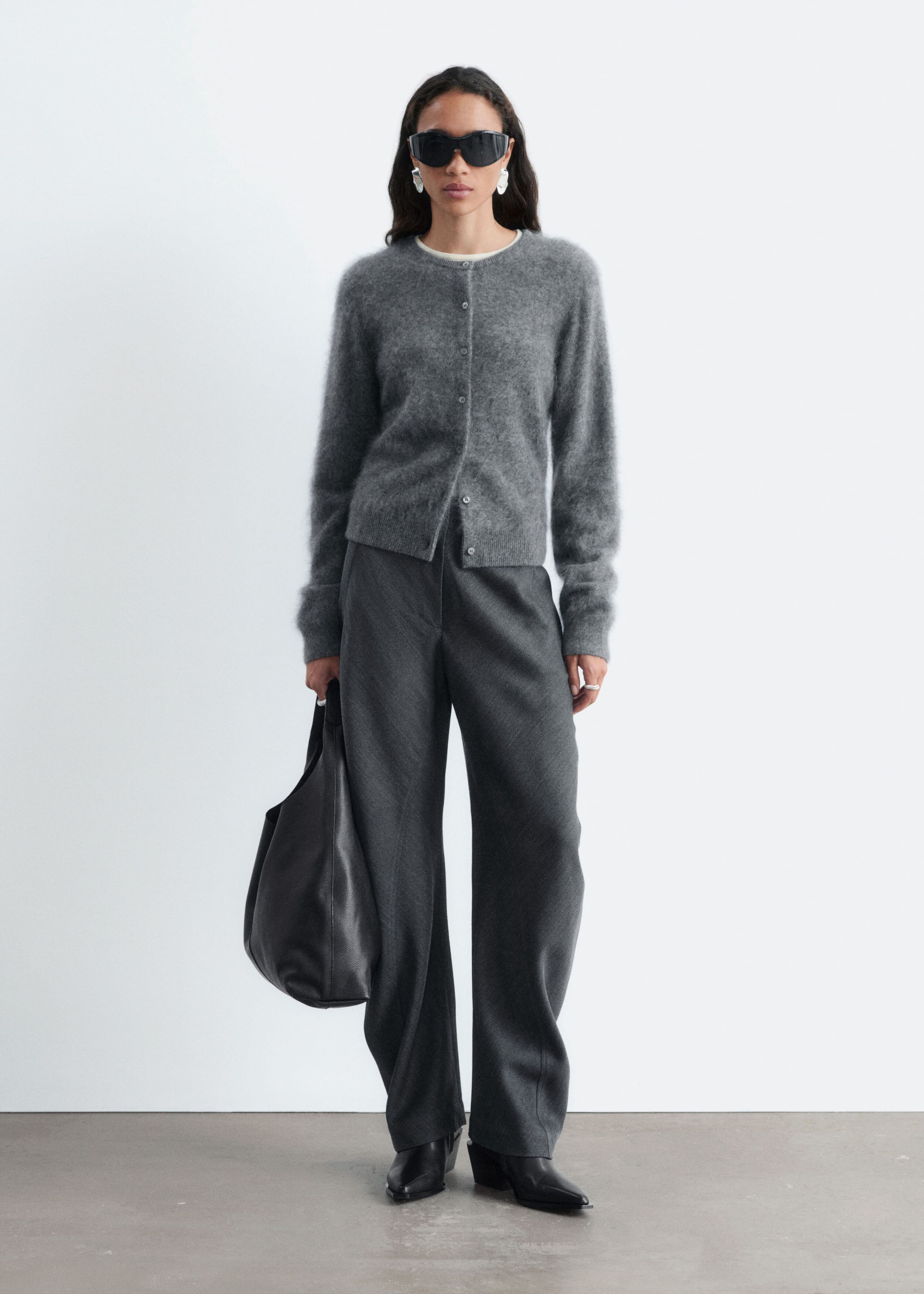 Twisted Seam Wool Trousers - Dark Grey - Lookbook