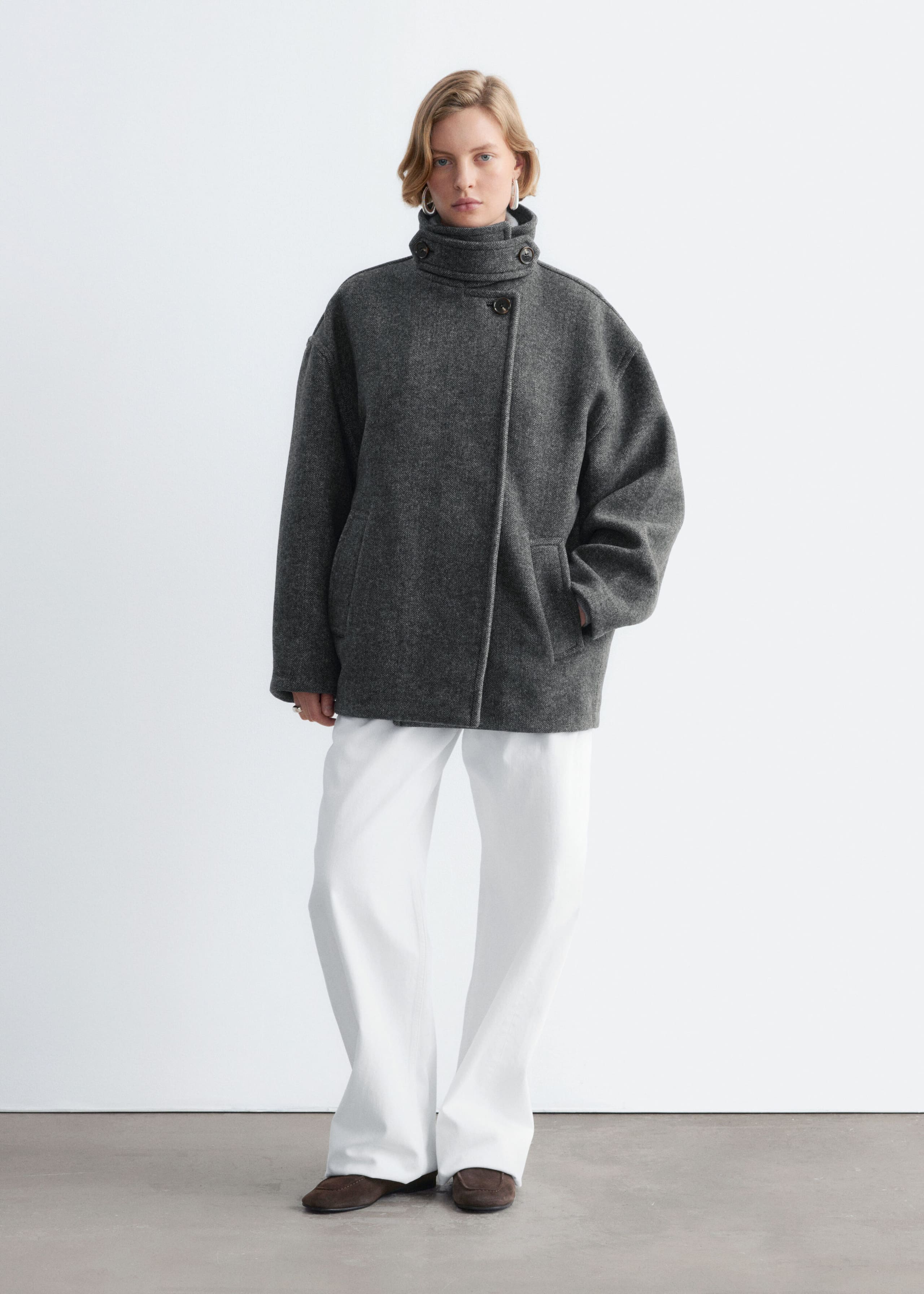 Herringbone Coat - Grey - Lookbook
