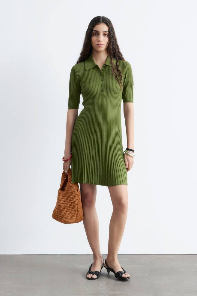 Mini abito lavorato a maglia - Verde/Marrone scuro - 6