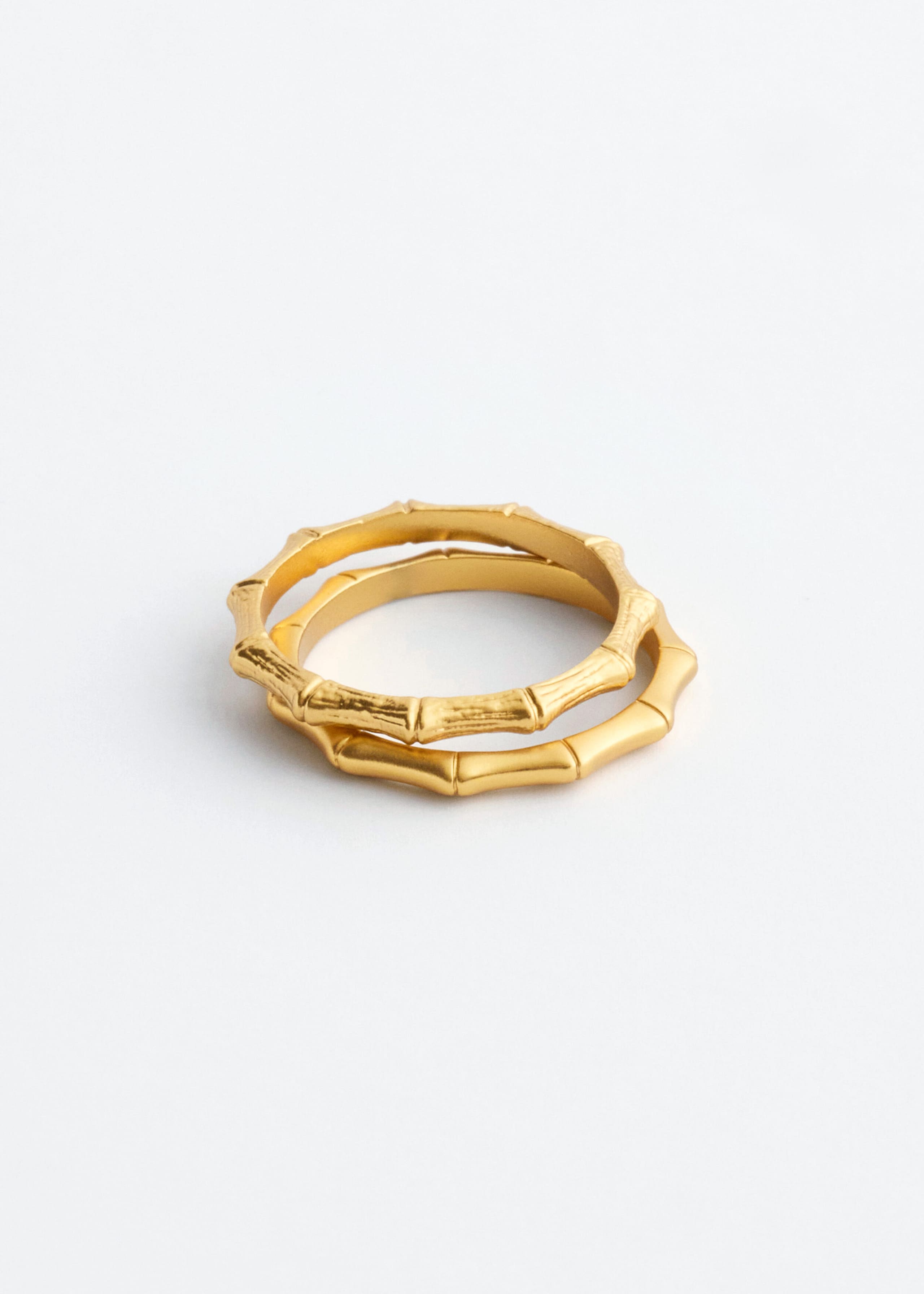 Bamboo-Inspired Ring Set - Gold - Still Life