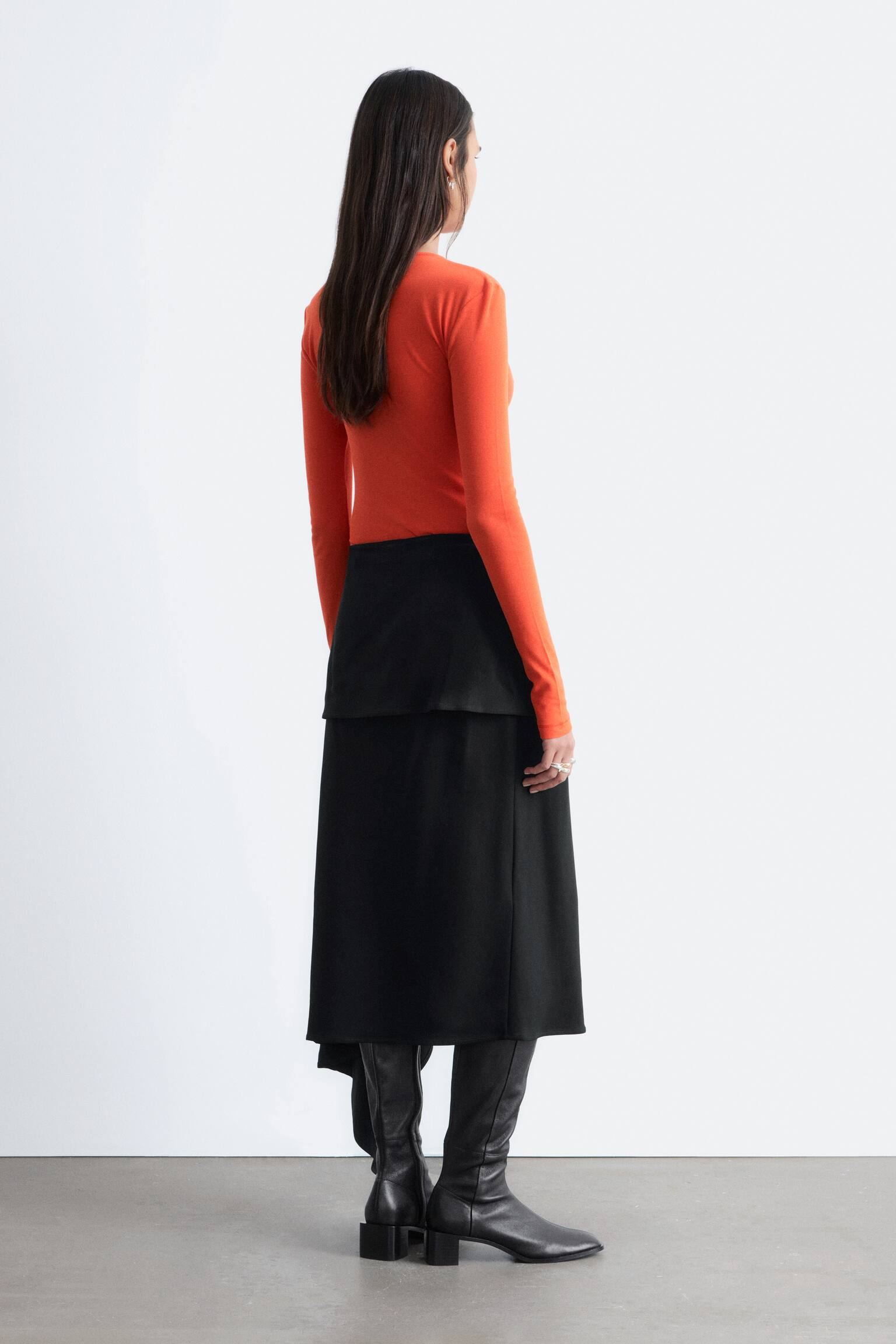 Long-Sleeve Cotton Top - Orange/Burgundy/White - 5