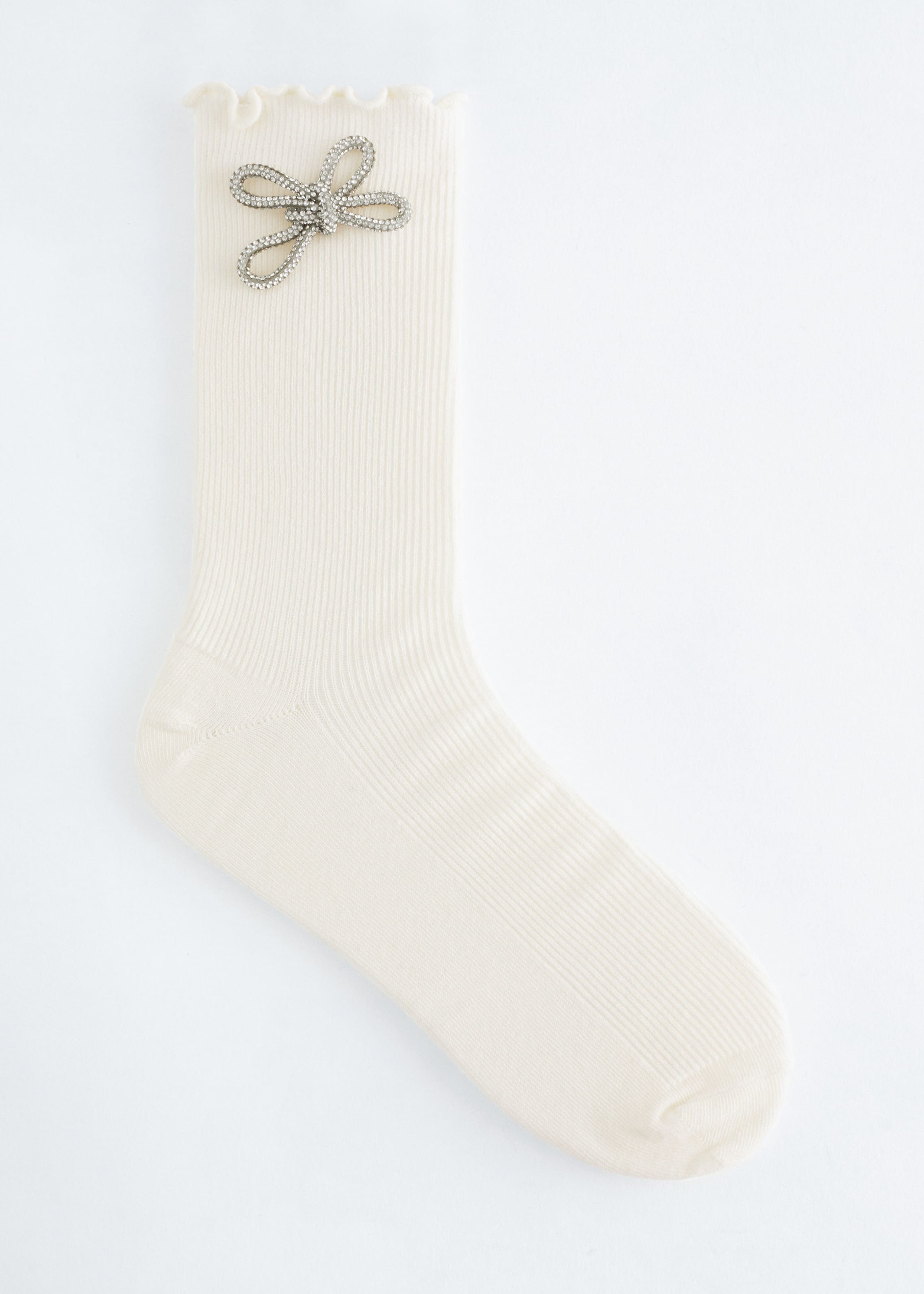 Image of Crystal-Bow Rib-Knit Socks