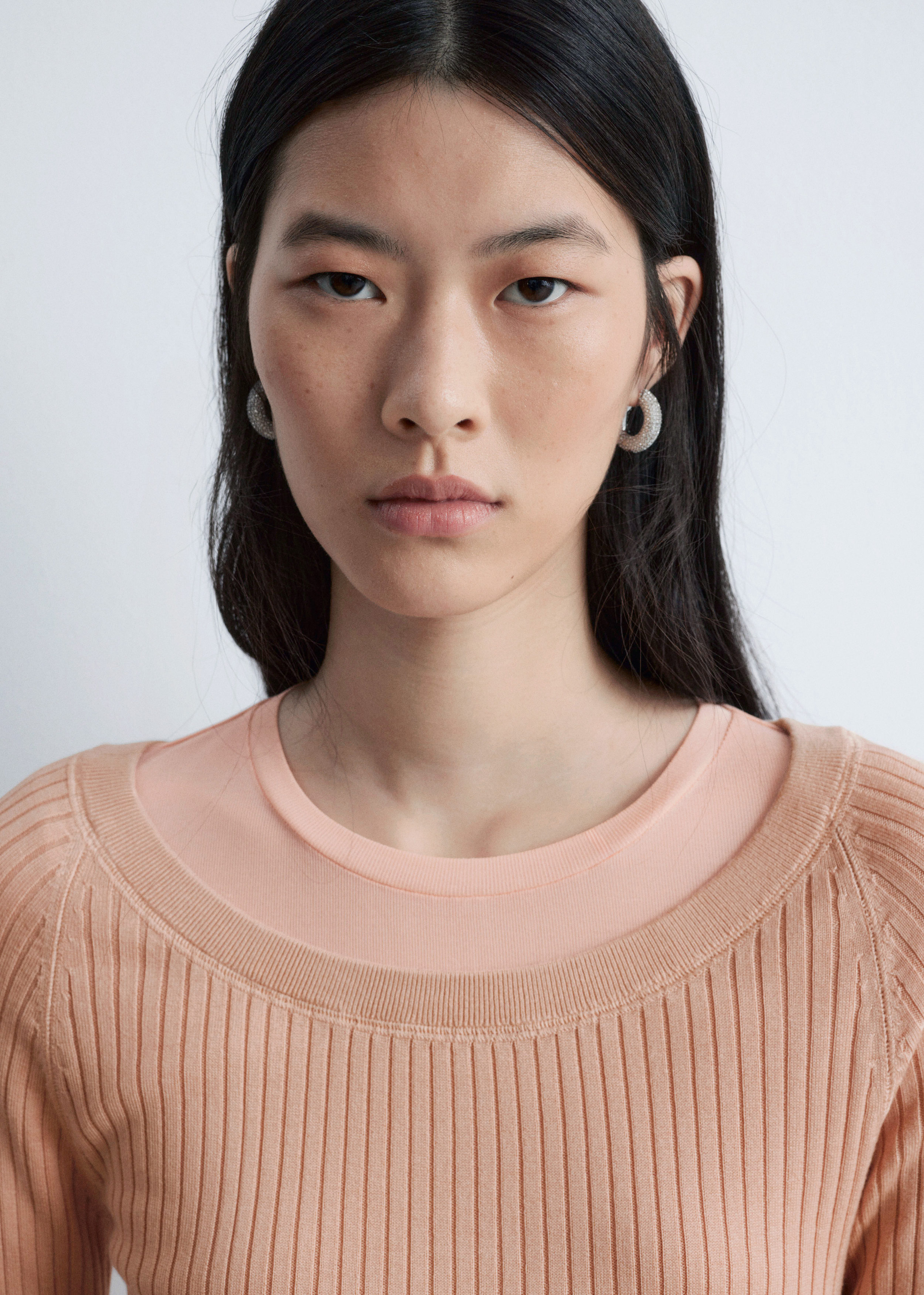 トップス FLATCORD YARN WIDE RIBKNIT BOAT NECK P/O Boat-Neck Rib-Knit Top - Peach - & Other Stories US