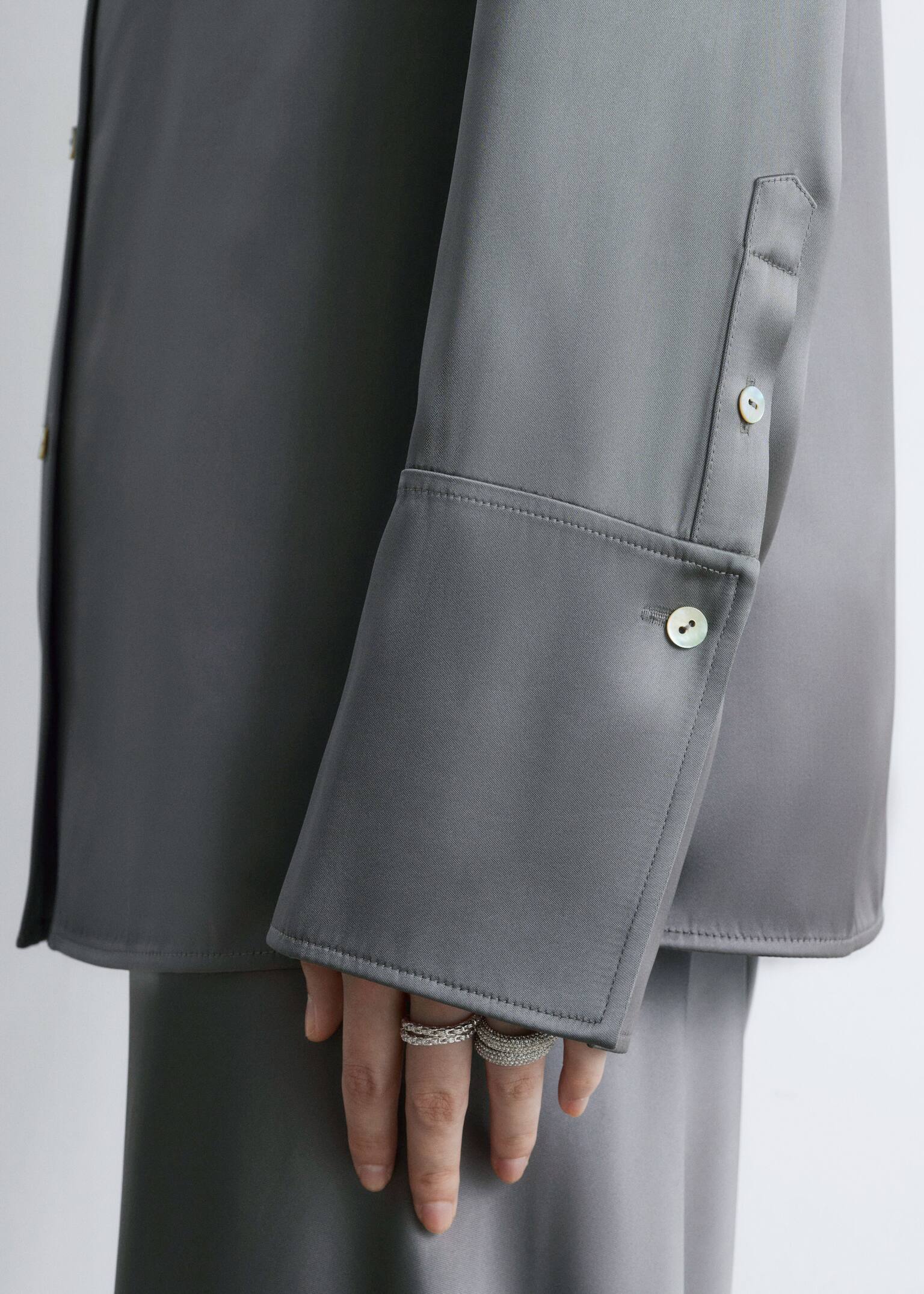 Satin Shirt - Grey/Black - 8