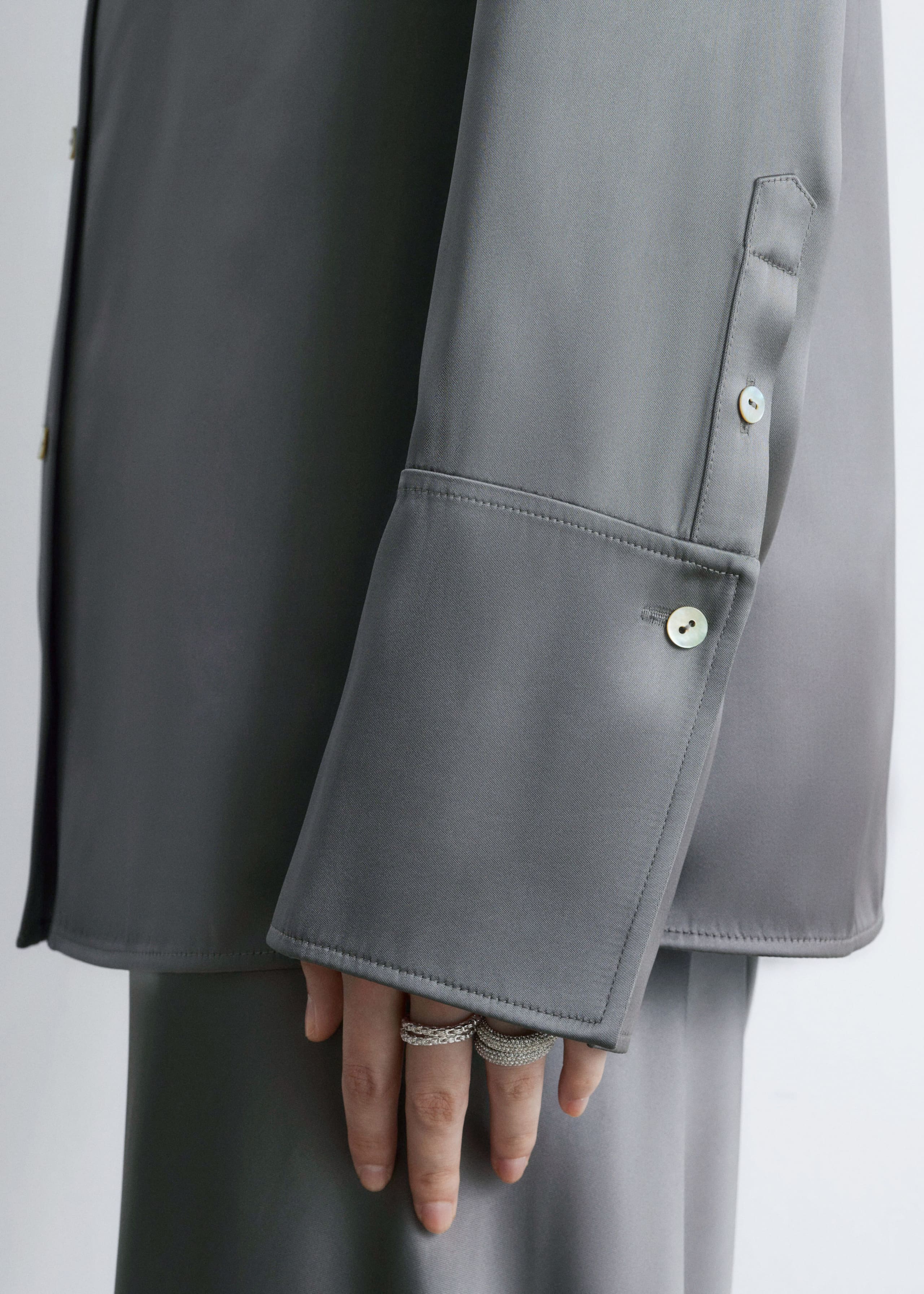 Satin Shirt - Grey - Lookbook