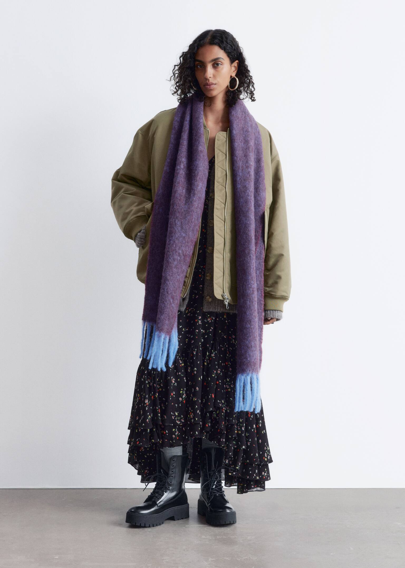 Dlhá Bomber Bunda - Khaki zelená - 1