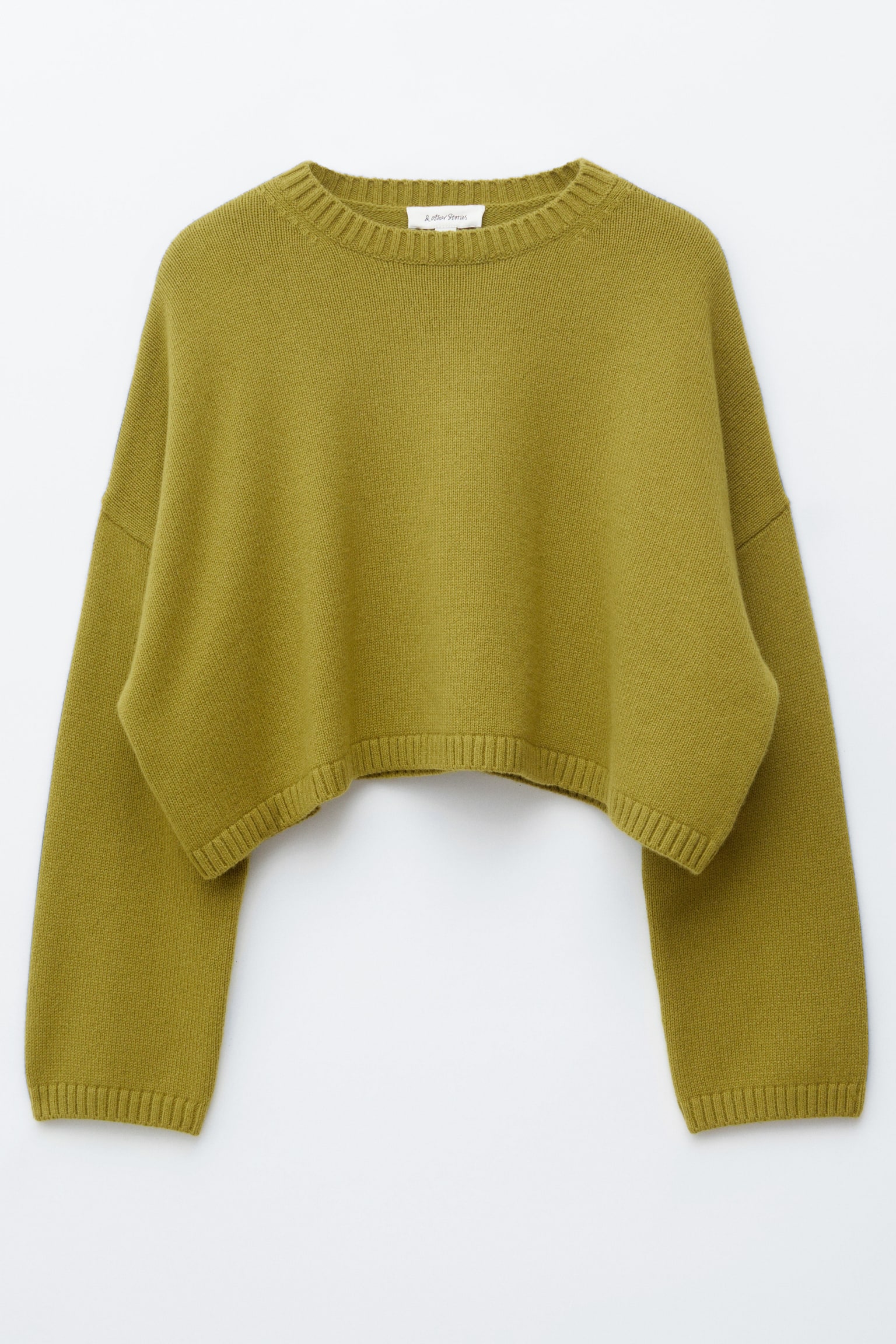 Sveter z kašmíru a bavlny - Khaki zelená/Béžová - 1