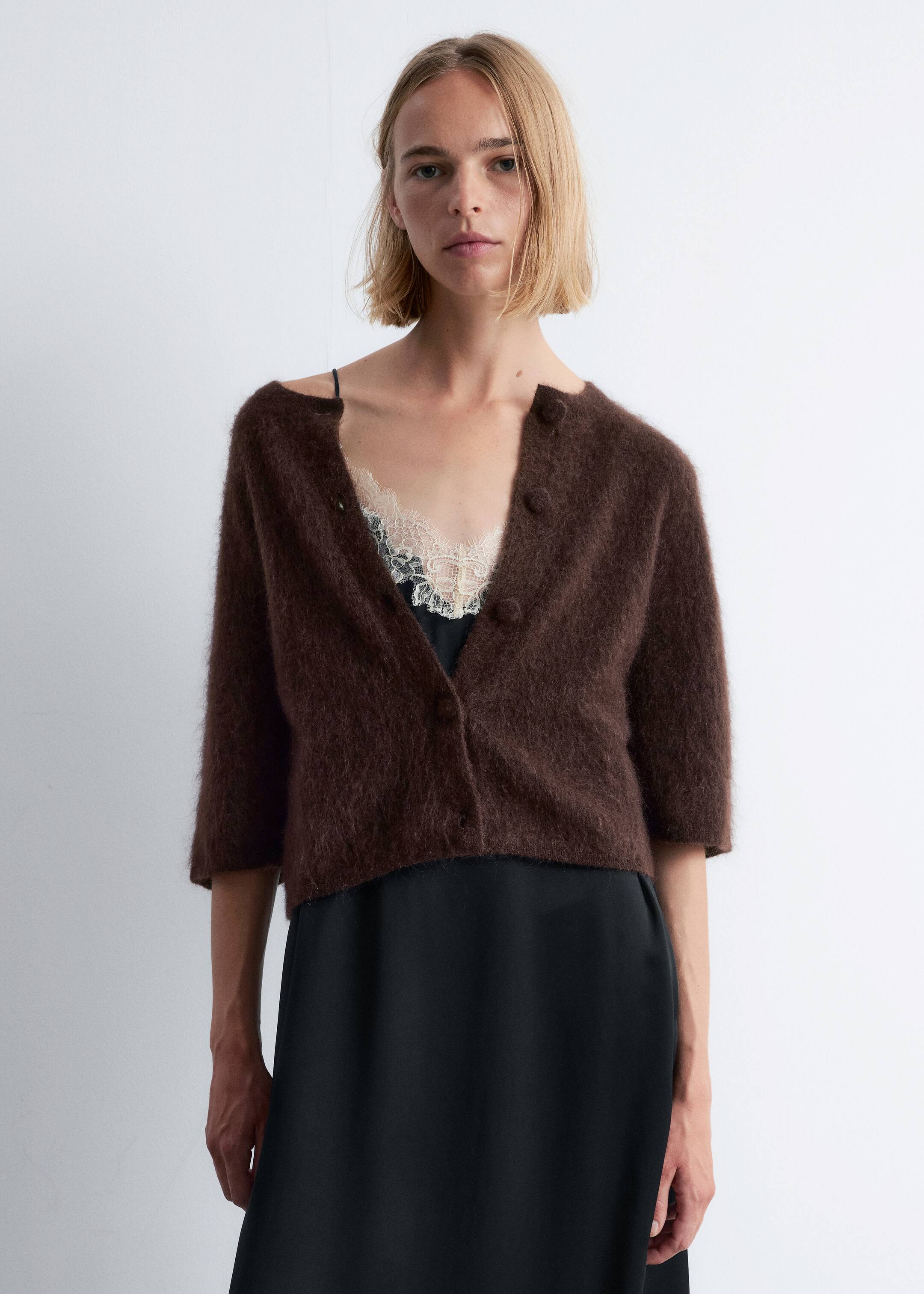 Ver imagen más grande: Cardigan de punto en mezcla de mohair - Marrón oscuro - MUJER | H&M ES 3