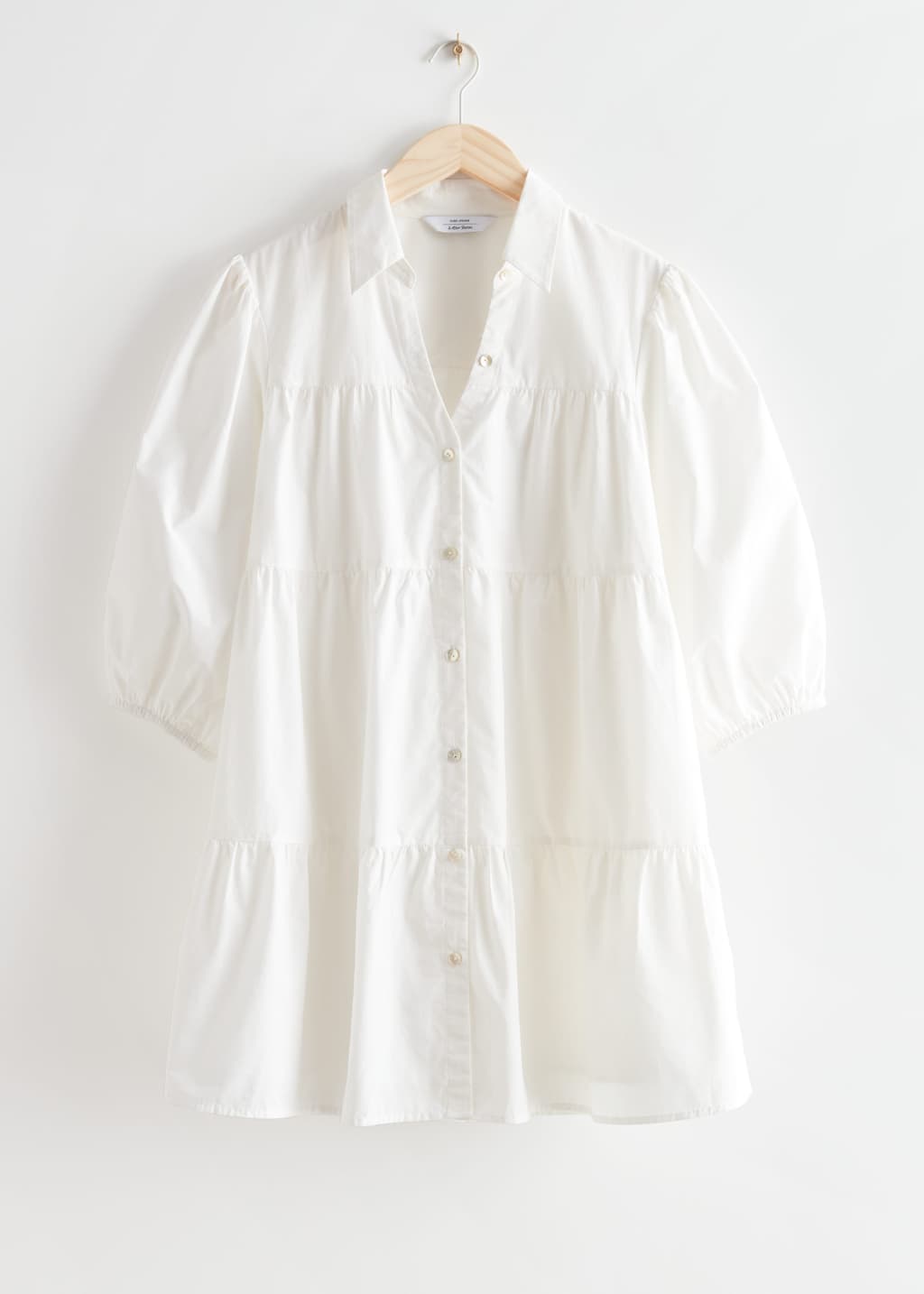 Tiered Button Up Mini Dress - White - Still Life