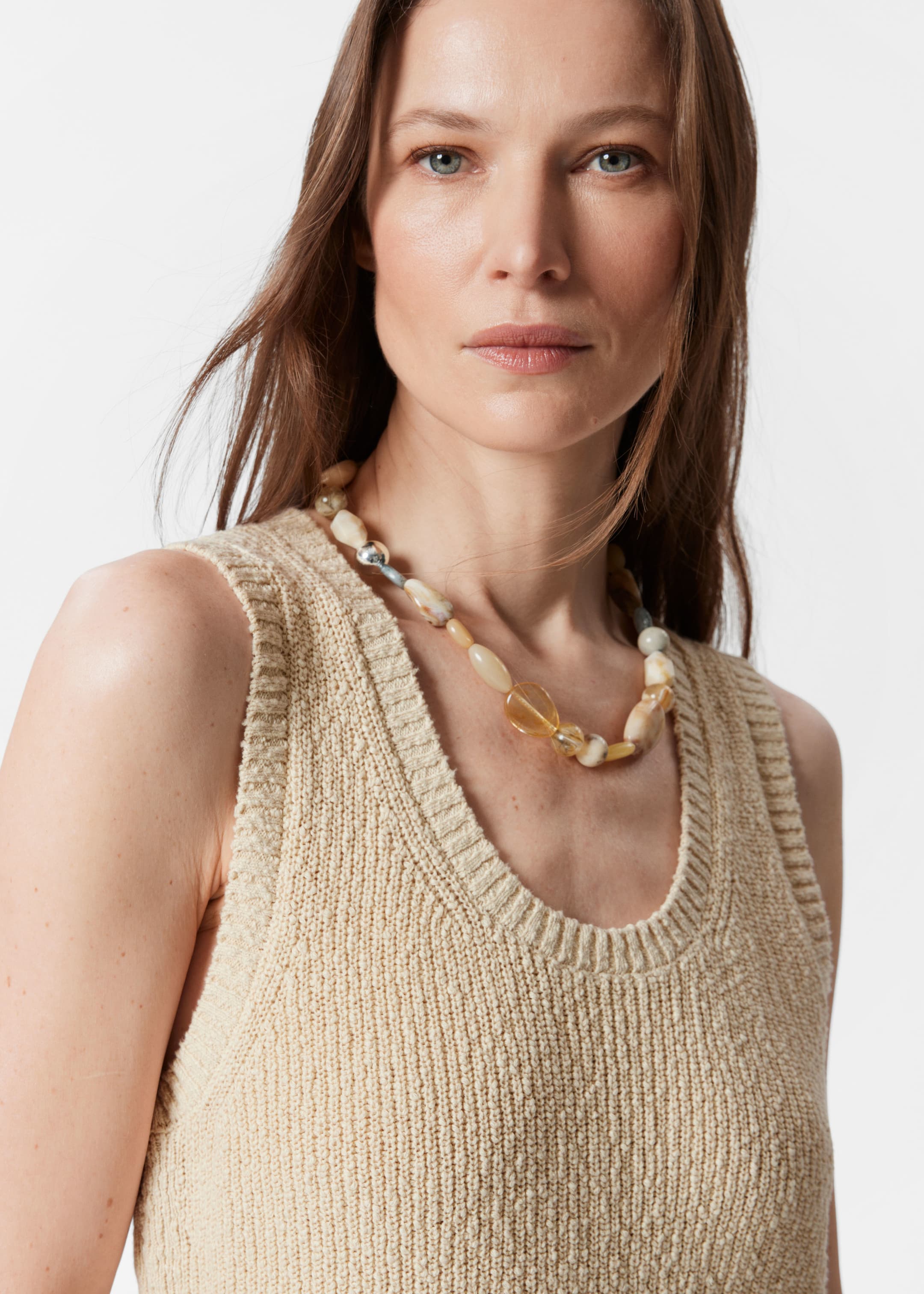 Visa större bild: Stickat linne - Beige - DAM | H&M SE 2