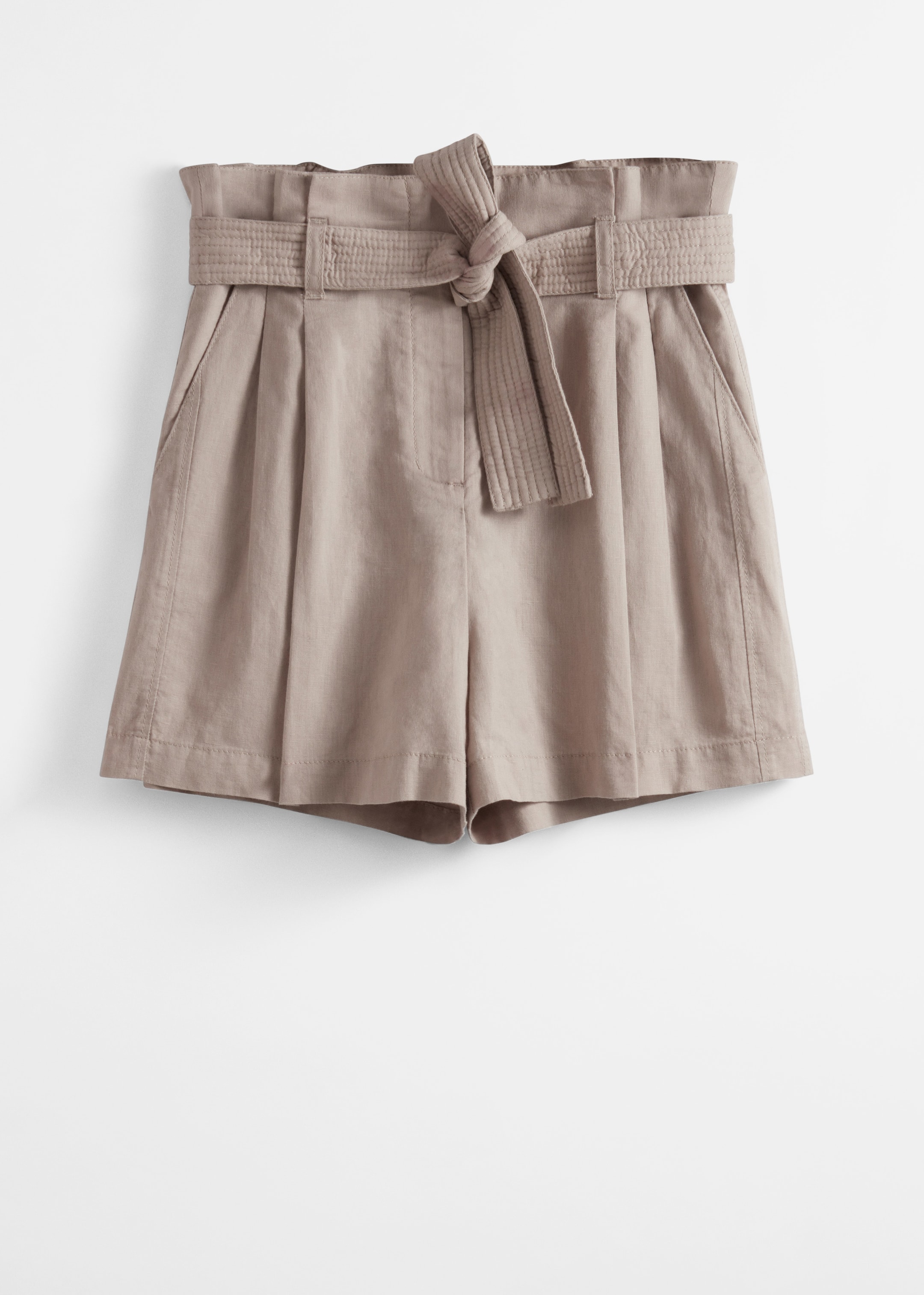 Näytä suurempi kuva: Paperipussishortsit pellavasekoitetta - Beige - NAISET | H&M FI 1