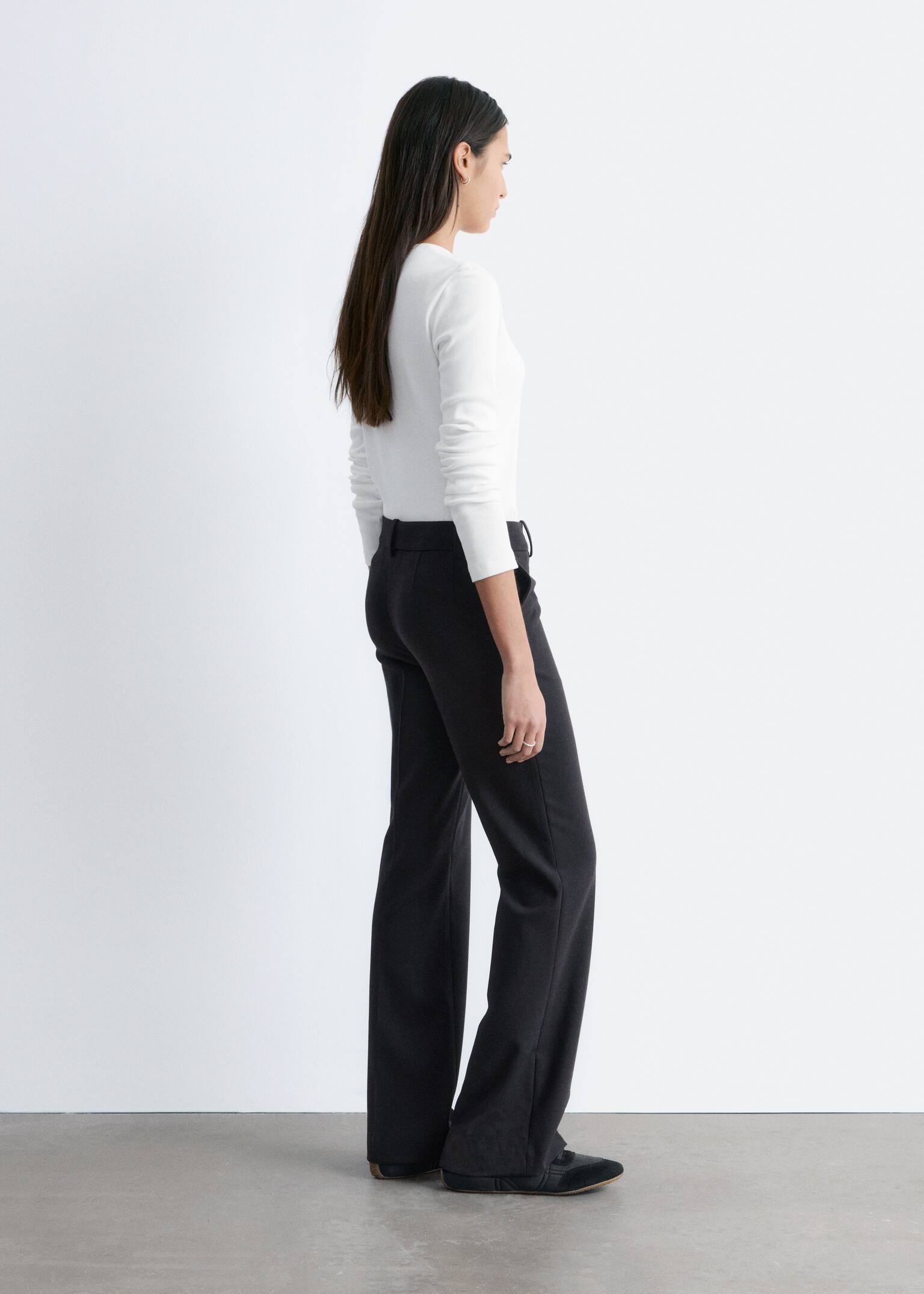 Spodnie z zaprasowanymi kantami - Ciemnobrązowy/Szary - 4