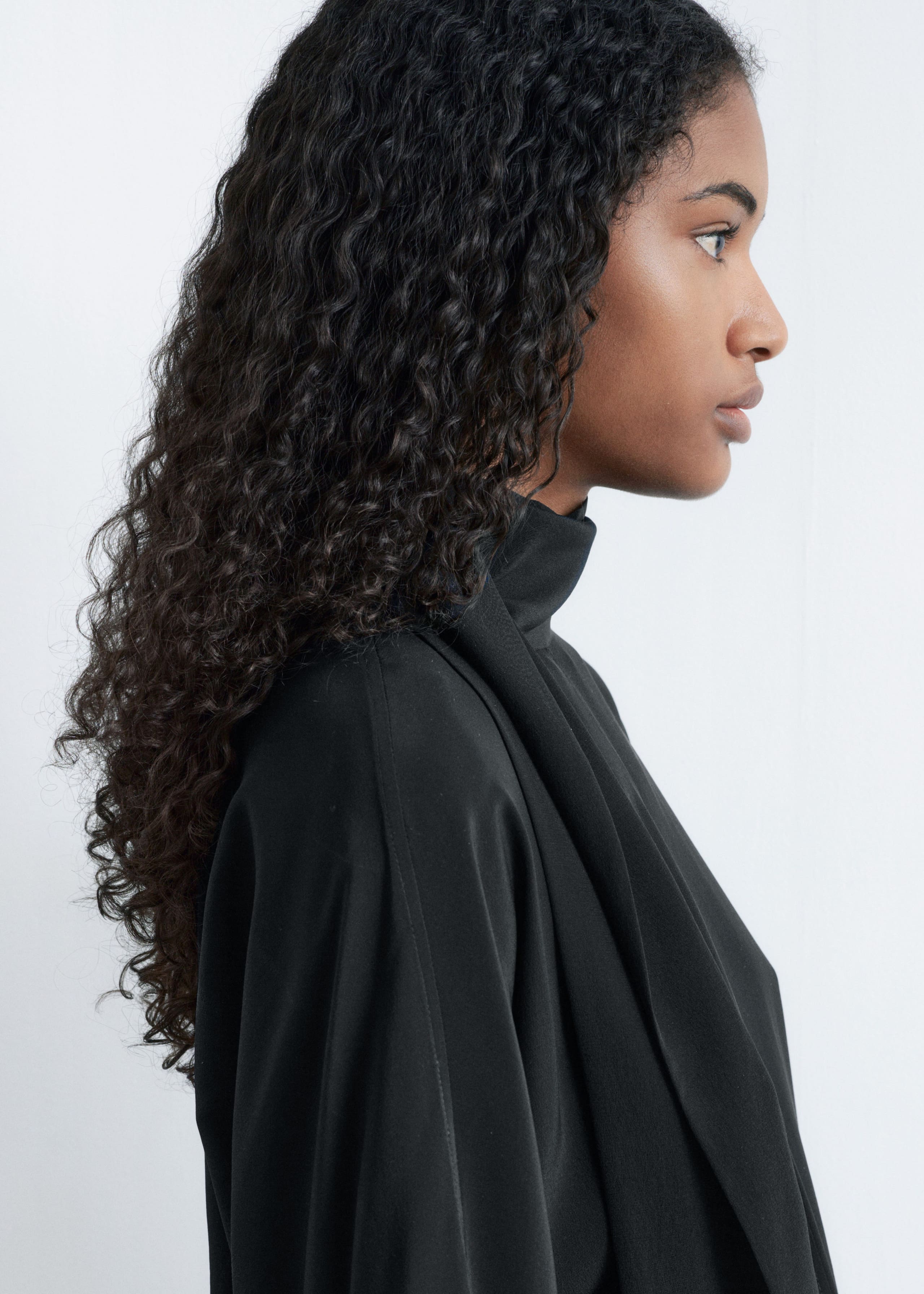 Image of Bow-Collar Silk Mini Dress